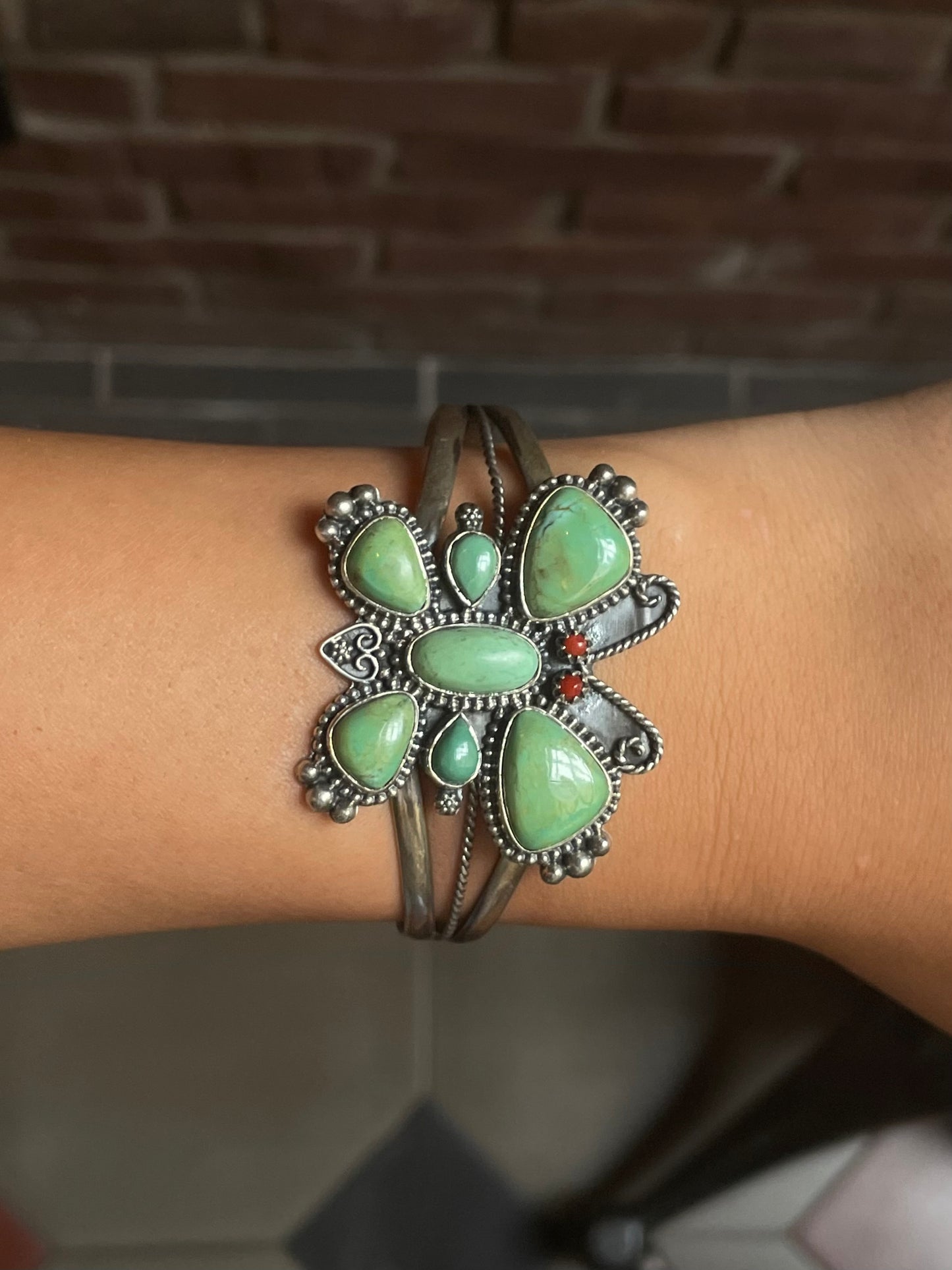 Turquoise Butterfly Cuff Bracelet | 925 Sterling Silver G321