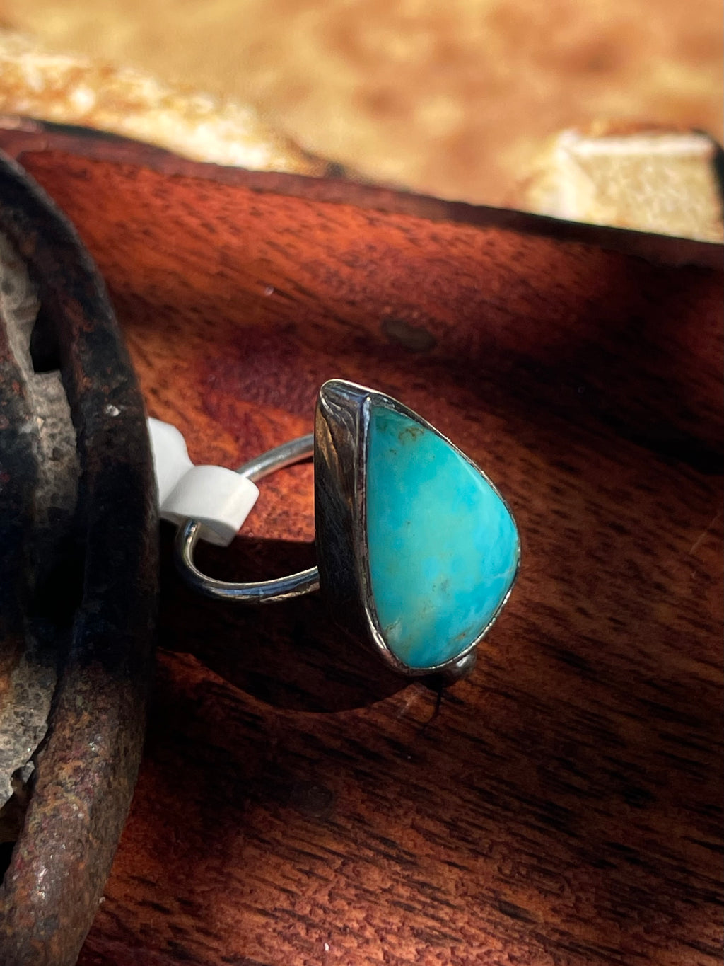 Turquoise Tear Drop Ring | 925 Sterling Silver | Size 6.5 D345