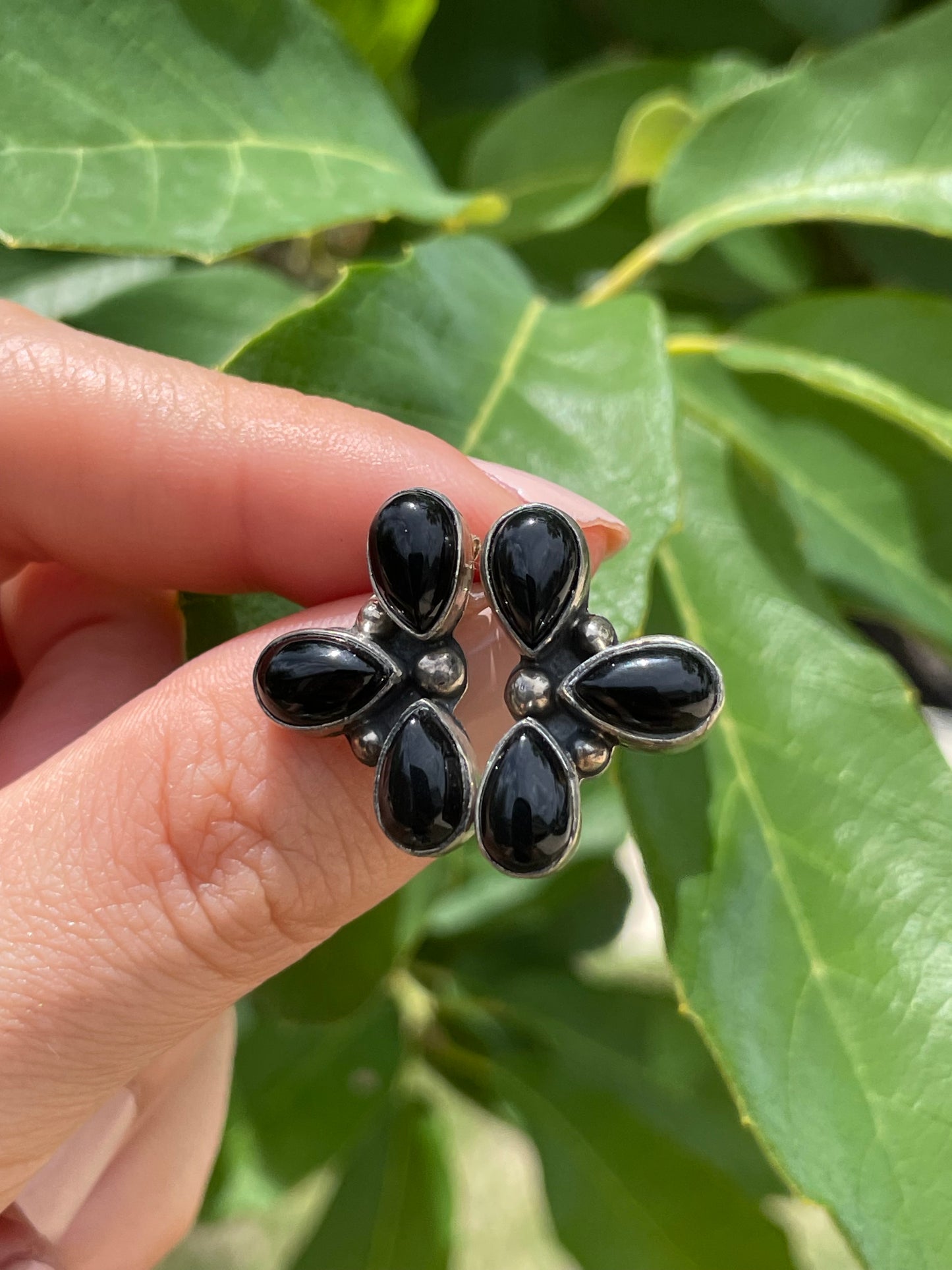 Black Onyx Stud Earrings | 925 Sterling Silver D193