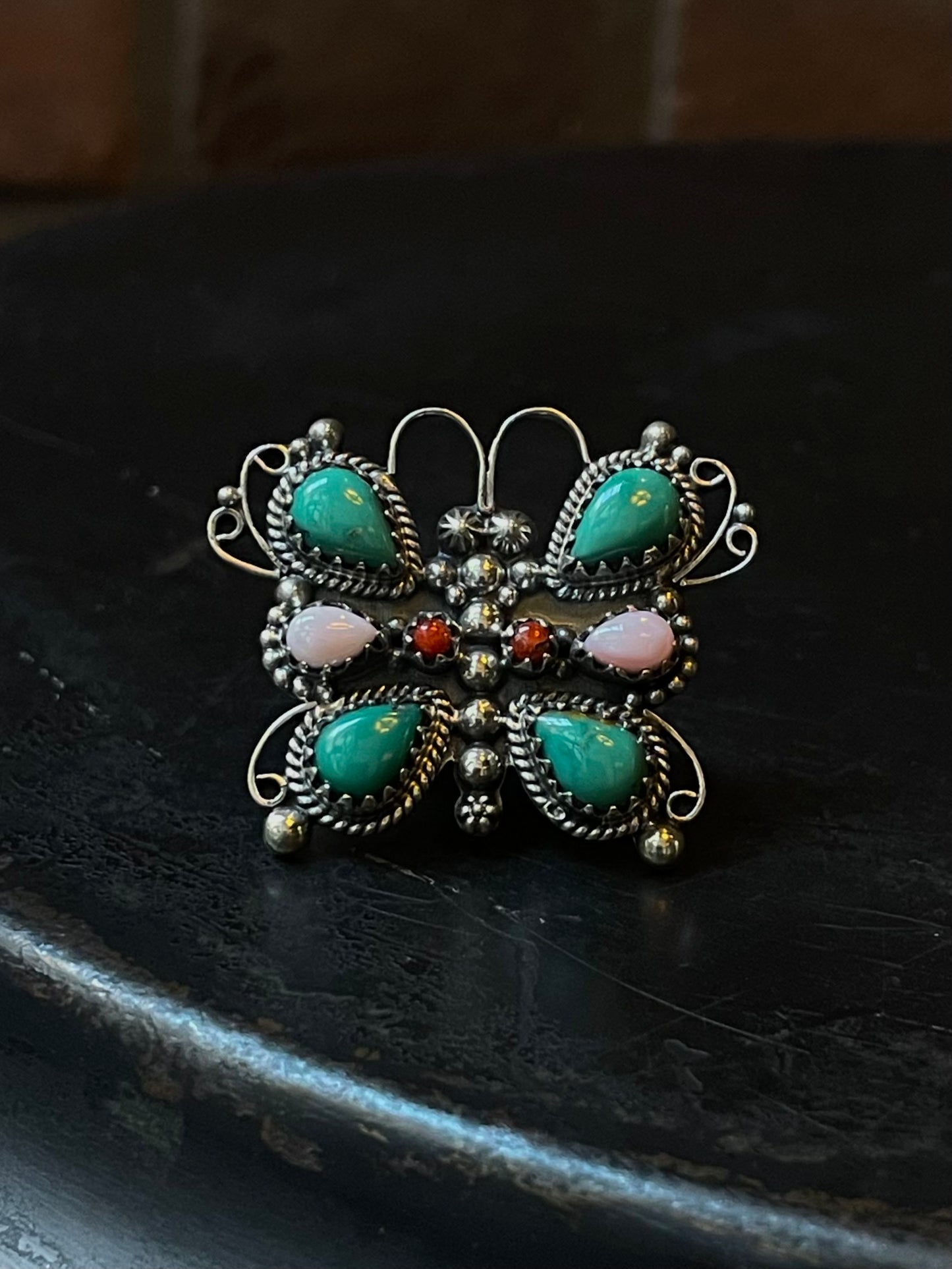 Kingman Turquoise Butterfly Ring | Sterling Silver | Size 7 | A337