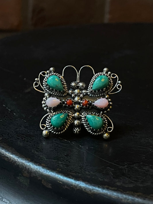 Kingman Turquoise Butterfly Ring | Sterling Silver | Size 7 | A337