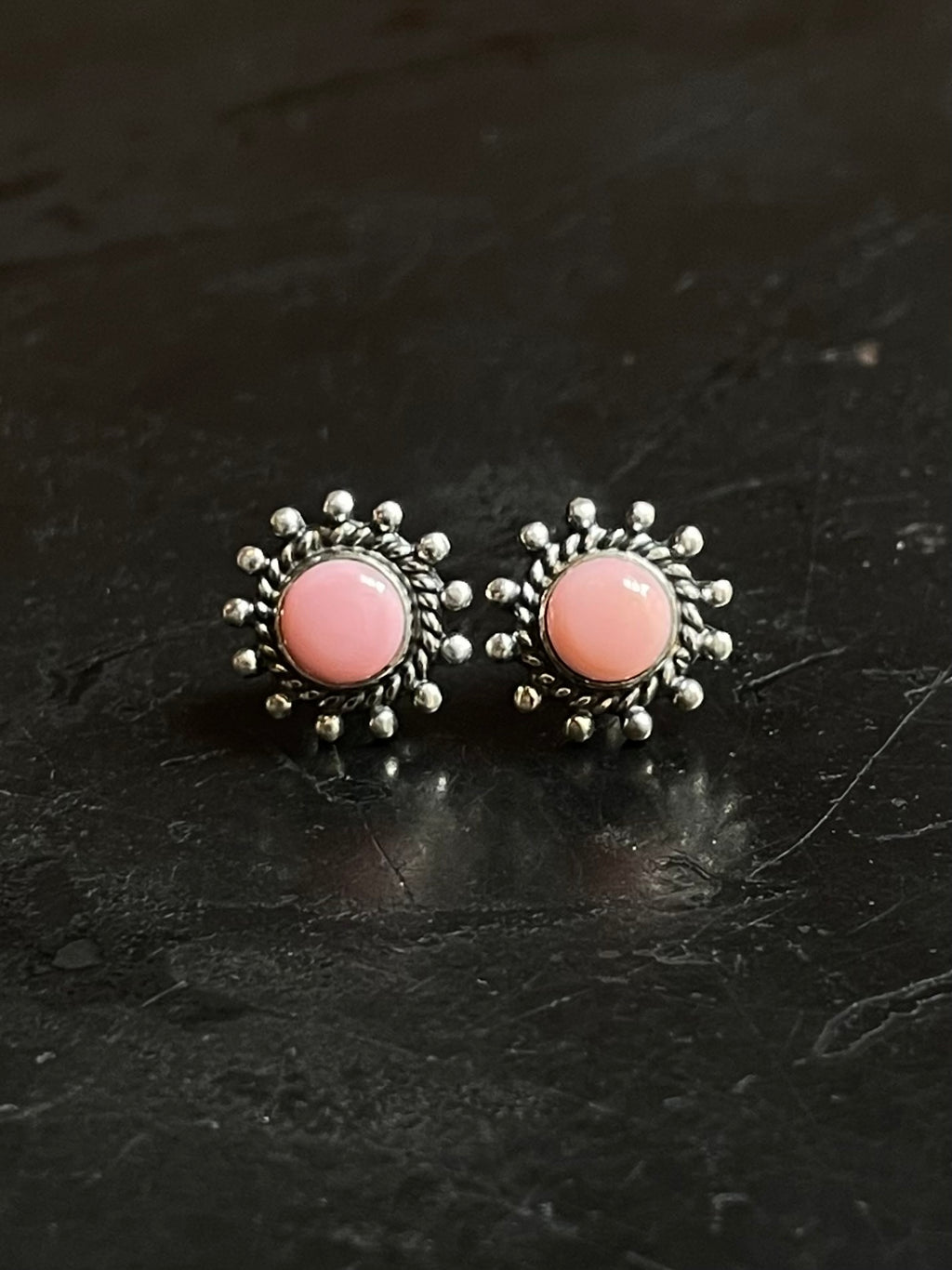 Pink Conch Stud Earrings | 925 Sterling Silver E796