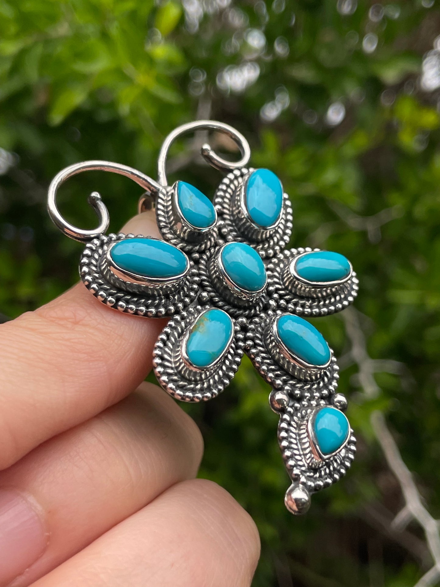 Kingman Turquoise Dragonfly Pendant | 925 Sterling Silver B628