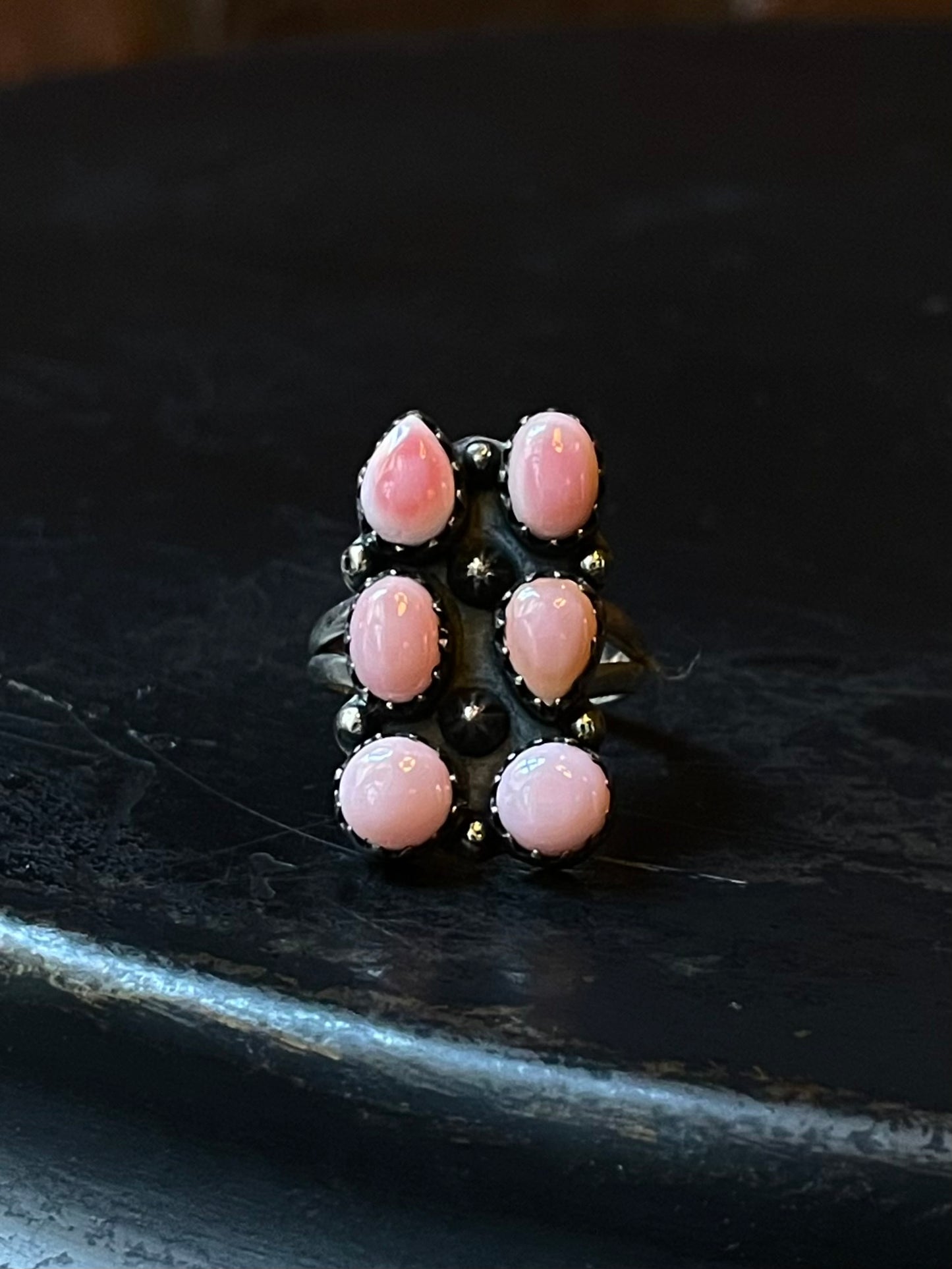Pink Conch Cluster Ring Size 6.75 | 925 Sterling Silver E422