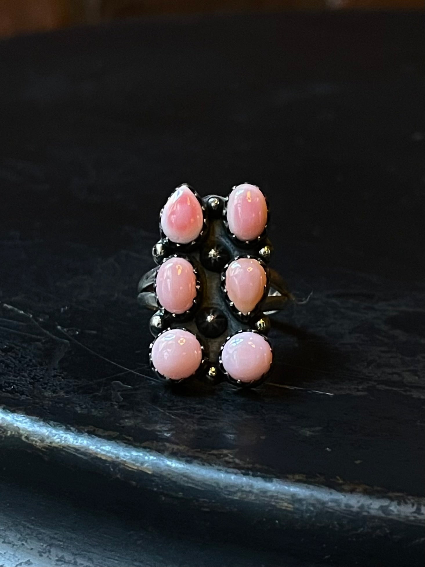 Pink Conch Cluster Ring Size 6.75 | 925 Sterling Silver E422