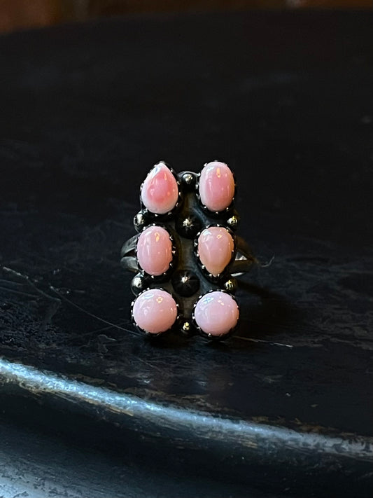 Pink Conch Cluster Ring Size 6.75 | 925 Sterling Silver E422