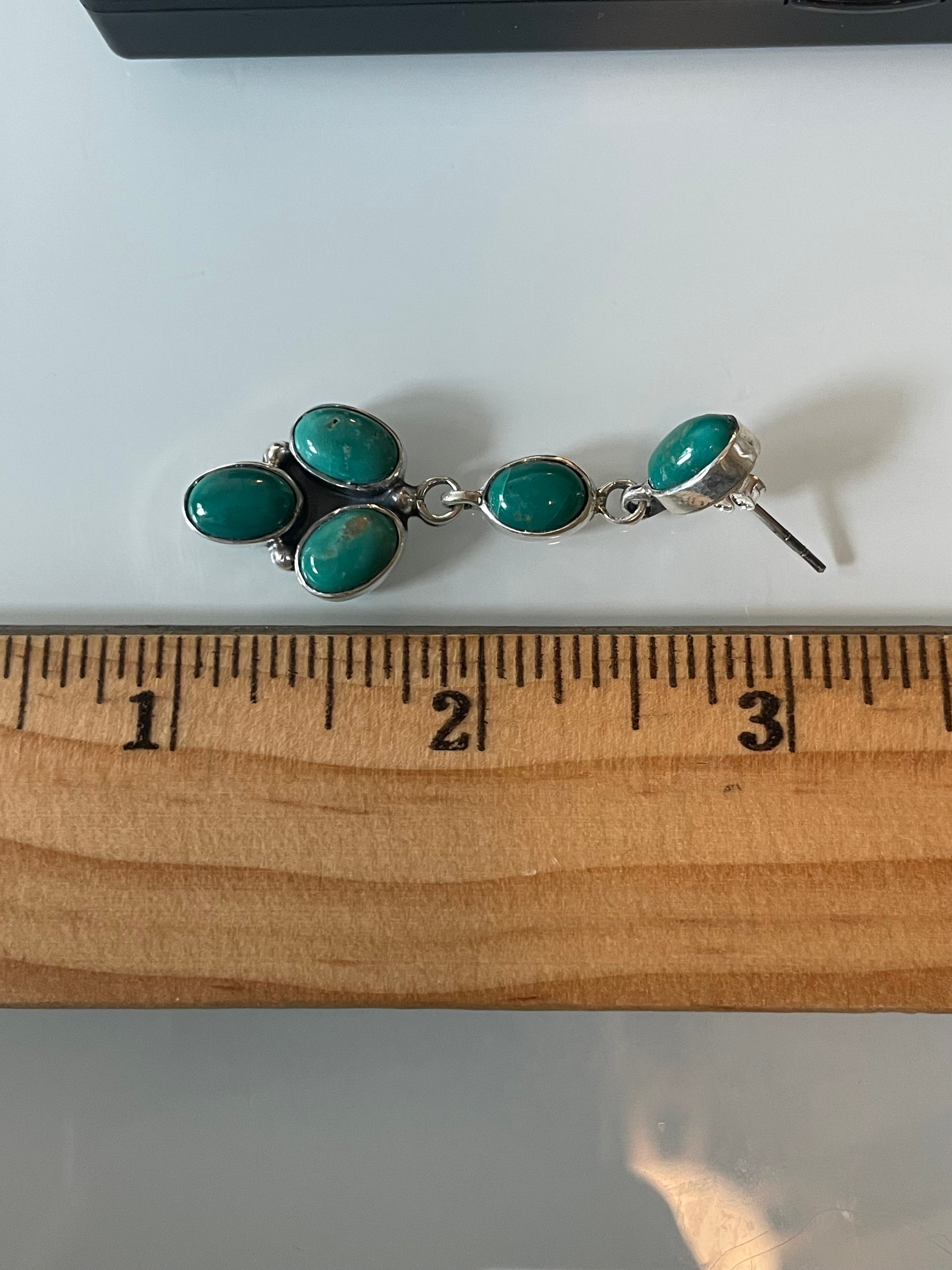 Kingman Turquoise Stud Dangle Earrings | 925 Sterling Silver G657