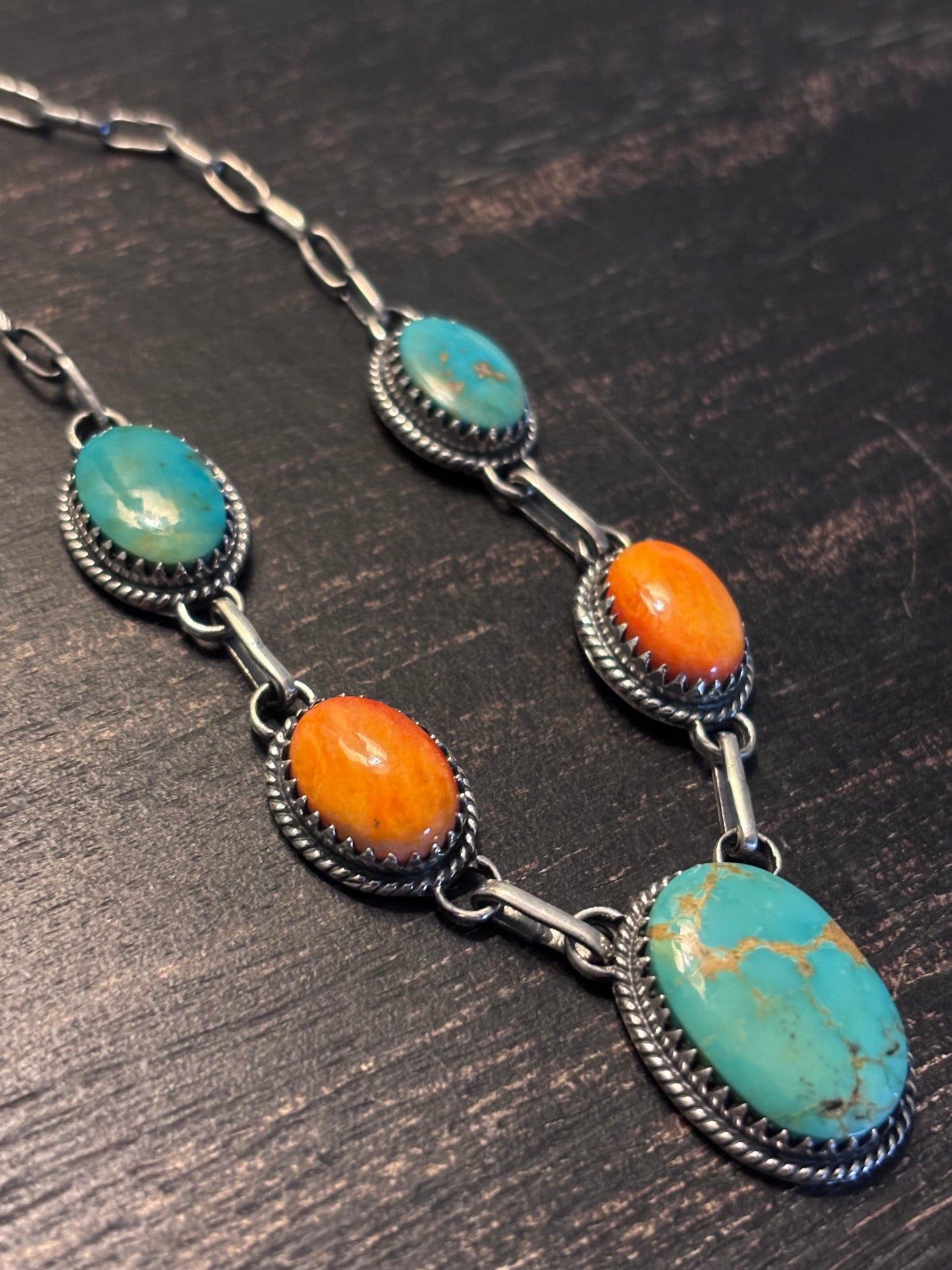 Turquoise Spiny Oyster Necklace | 925 Sterling Silver A109