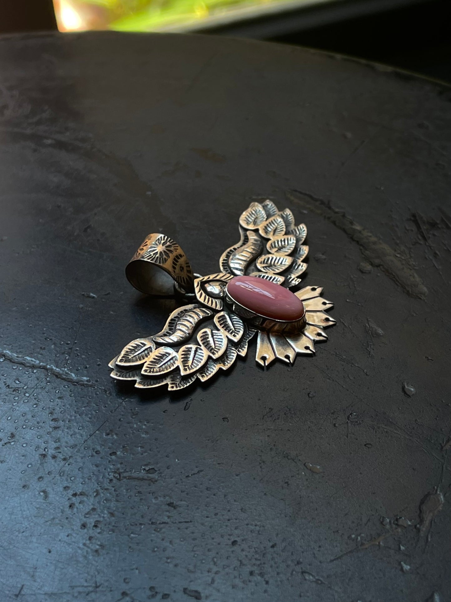Pink Conch Thunderbird Pendant | Sterling Silver G448