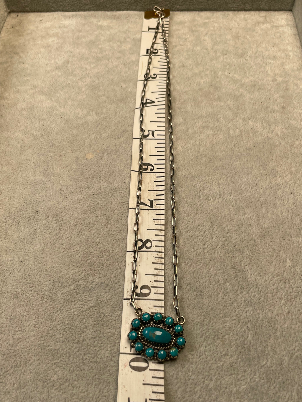 Kingman Turquoise Cluster Necklace | 925 Sterling Silver D198