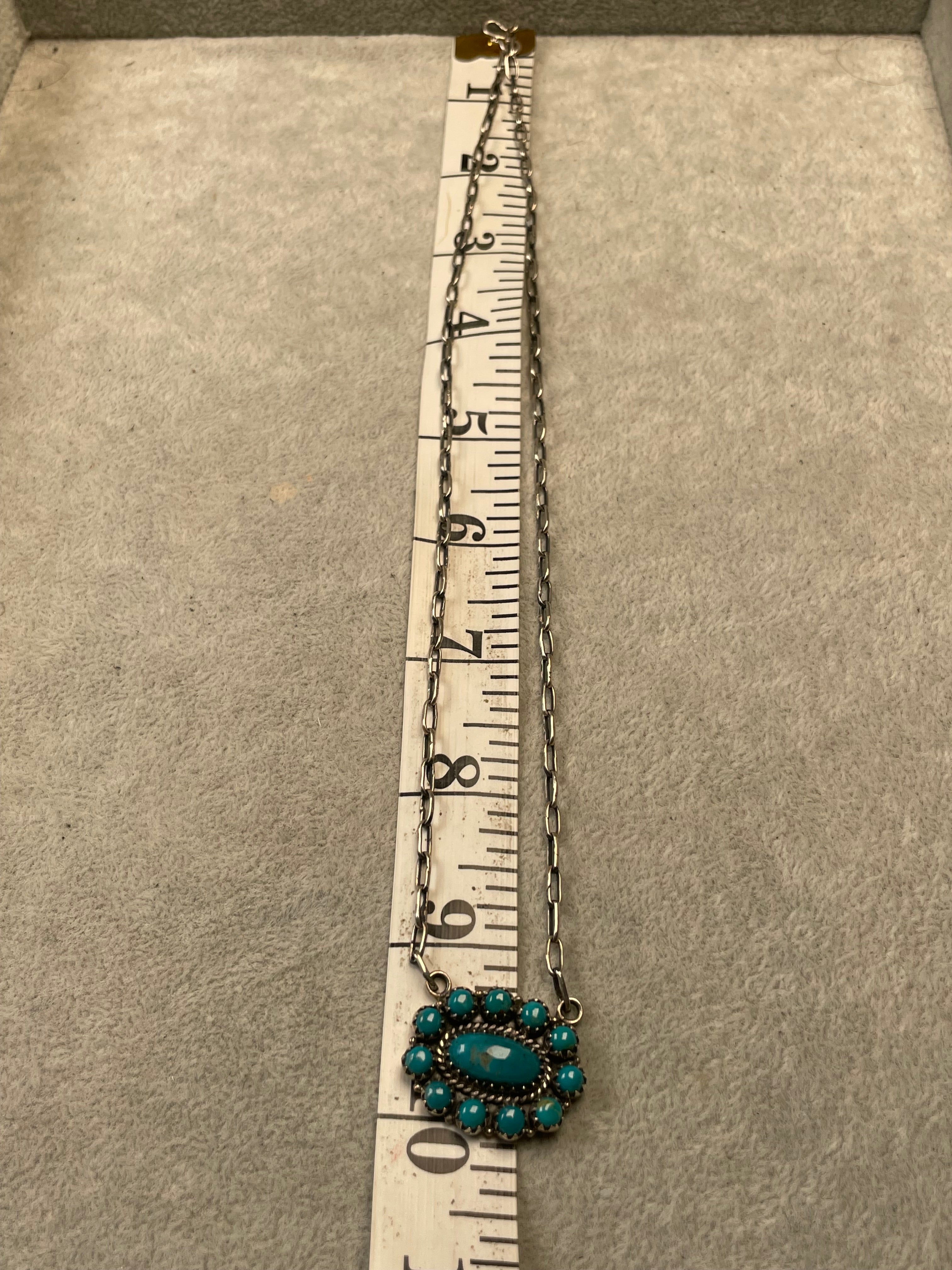 Kingman Turquoise Cluster Necklace | 925 Sterling Silver D198