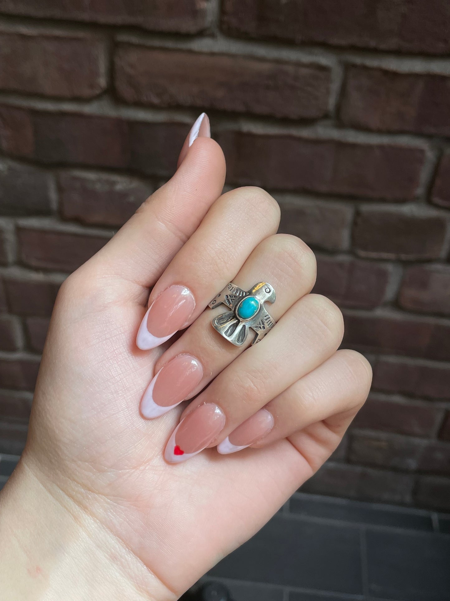 Kingman Turquoise Thunderbird Ring Size 7 | 925 Sterling Silver E737
