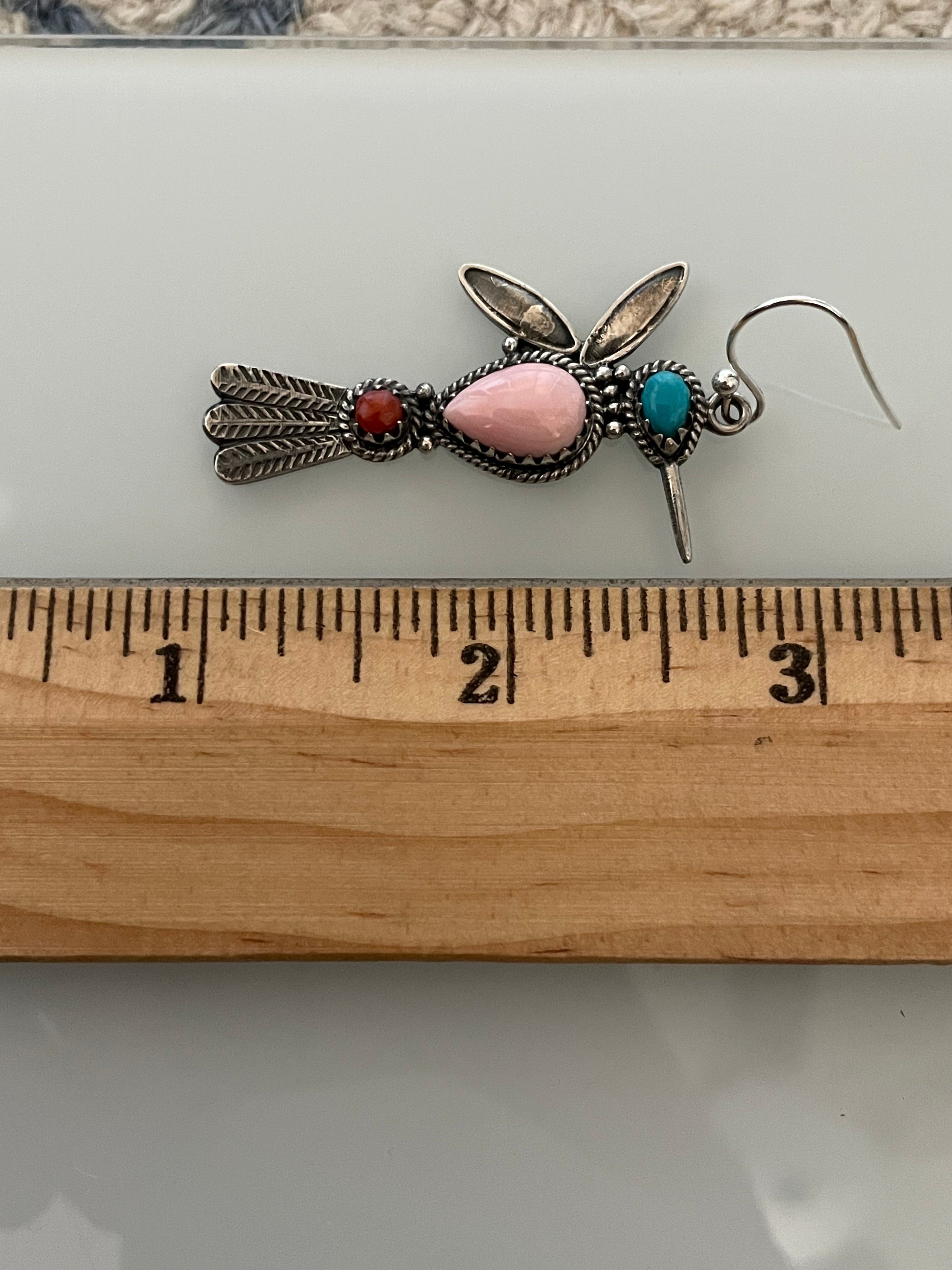 Pink Conch & Turquoise Earrings | 925 Sterling Silver E397