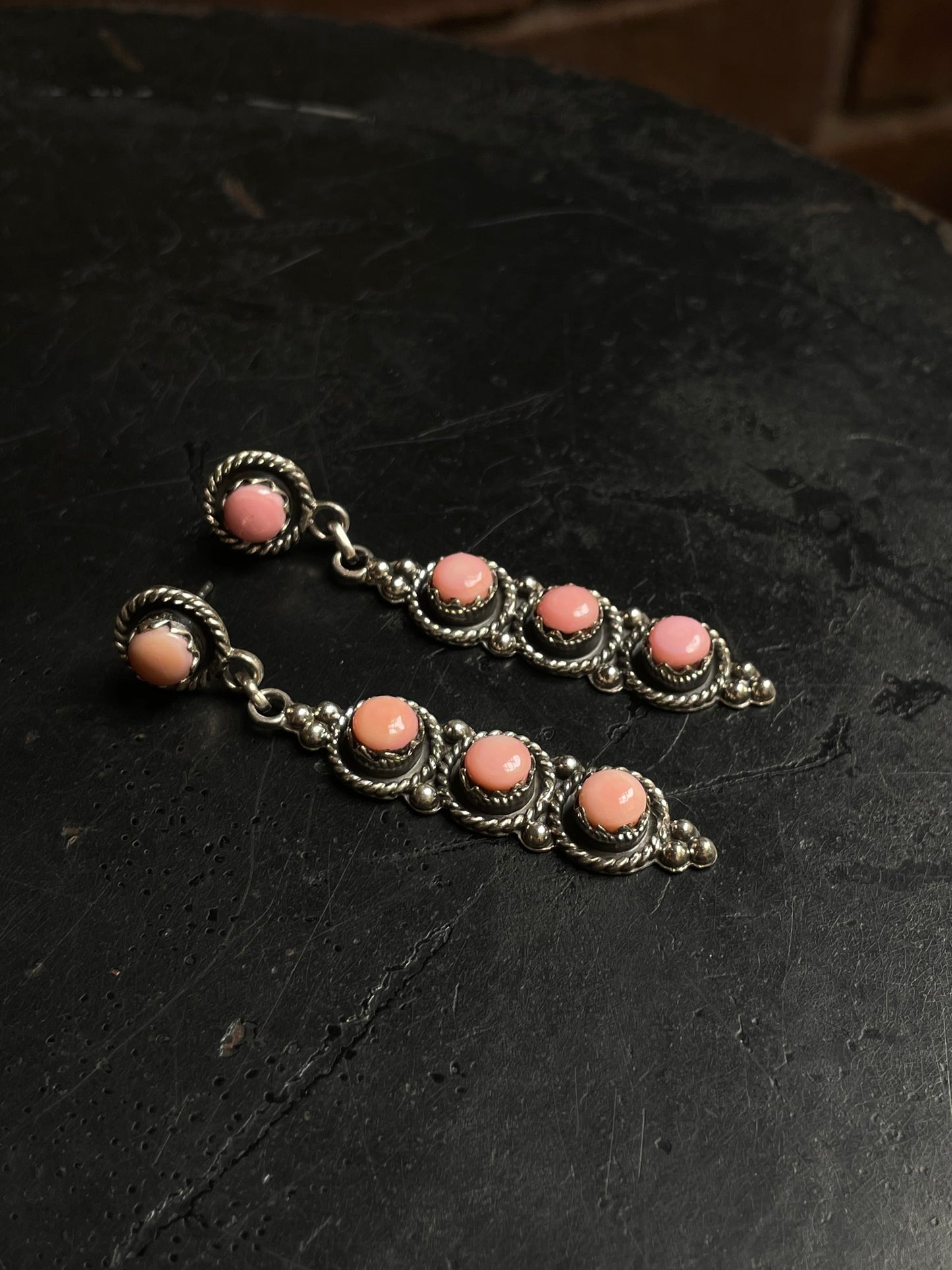 Pink Conch Drop Stud Earrings | 925 Sterling Silver C970