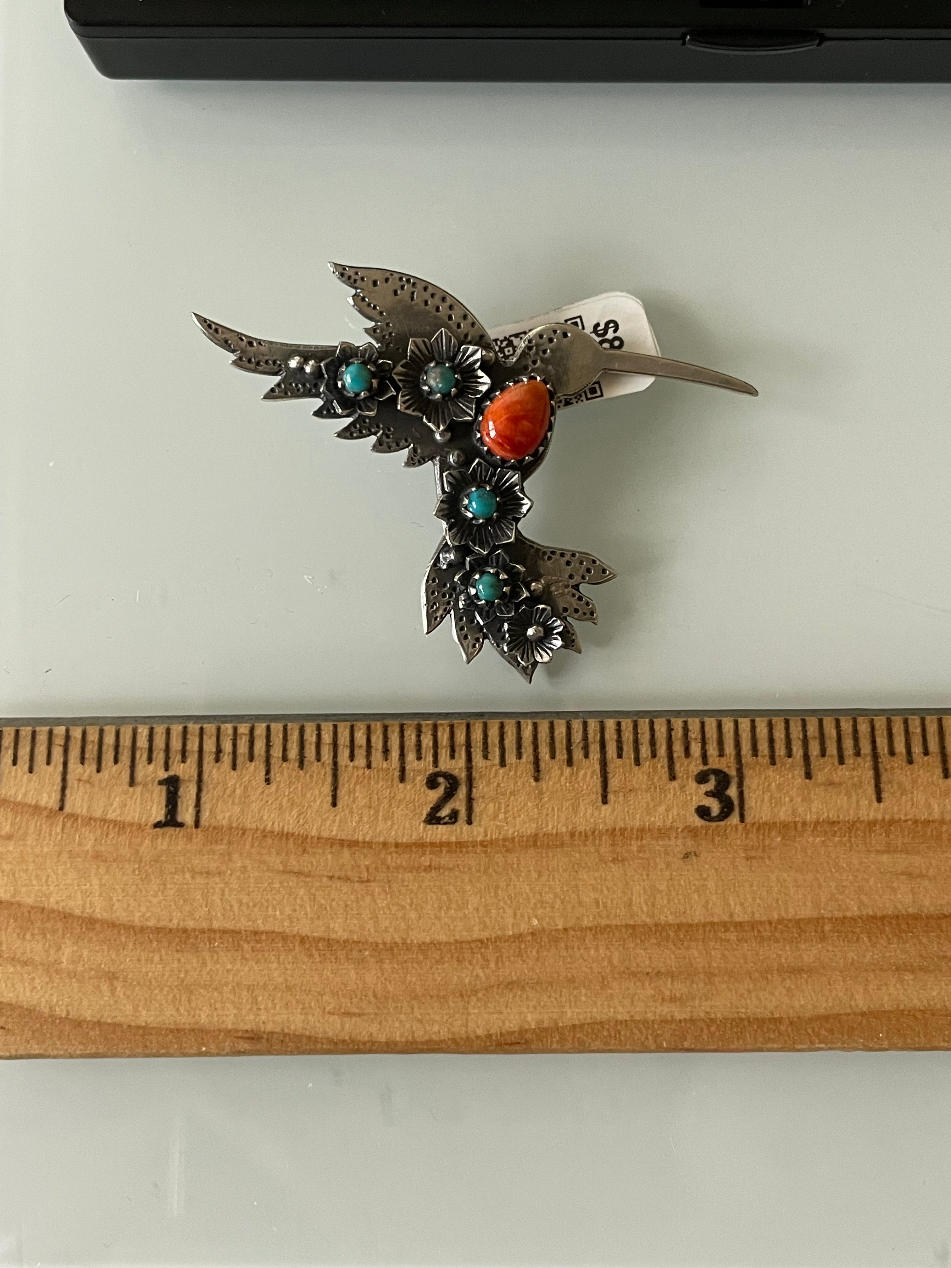 Spiny Oyster Hummingbird Pendant | Sterling Silver | A573