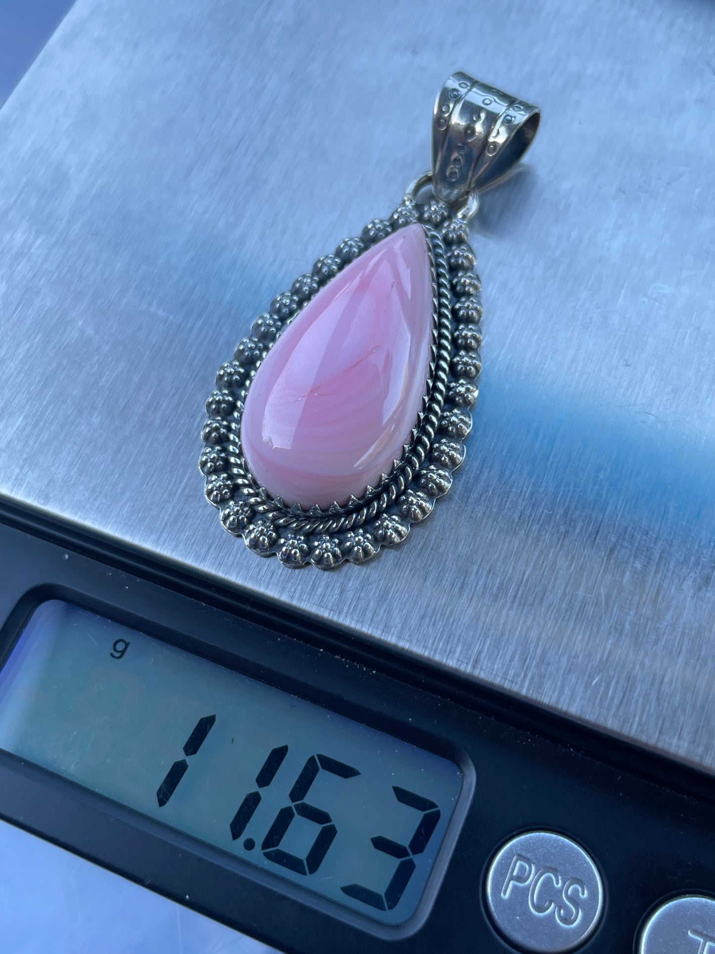 Pink Conch Tear Drop Pendant | Sterling Silver 925 B402