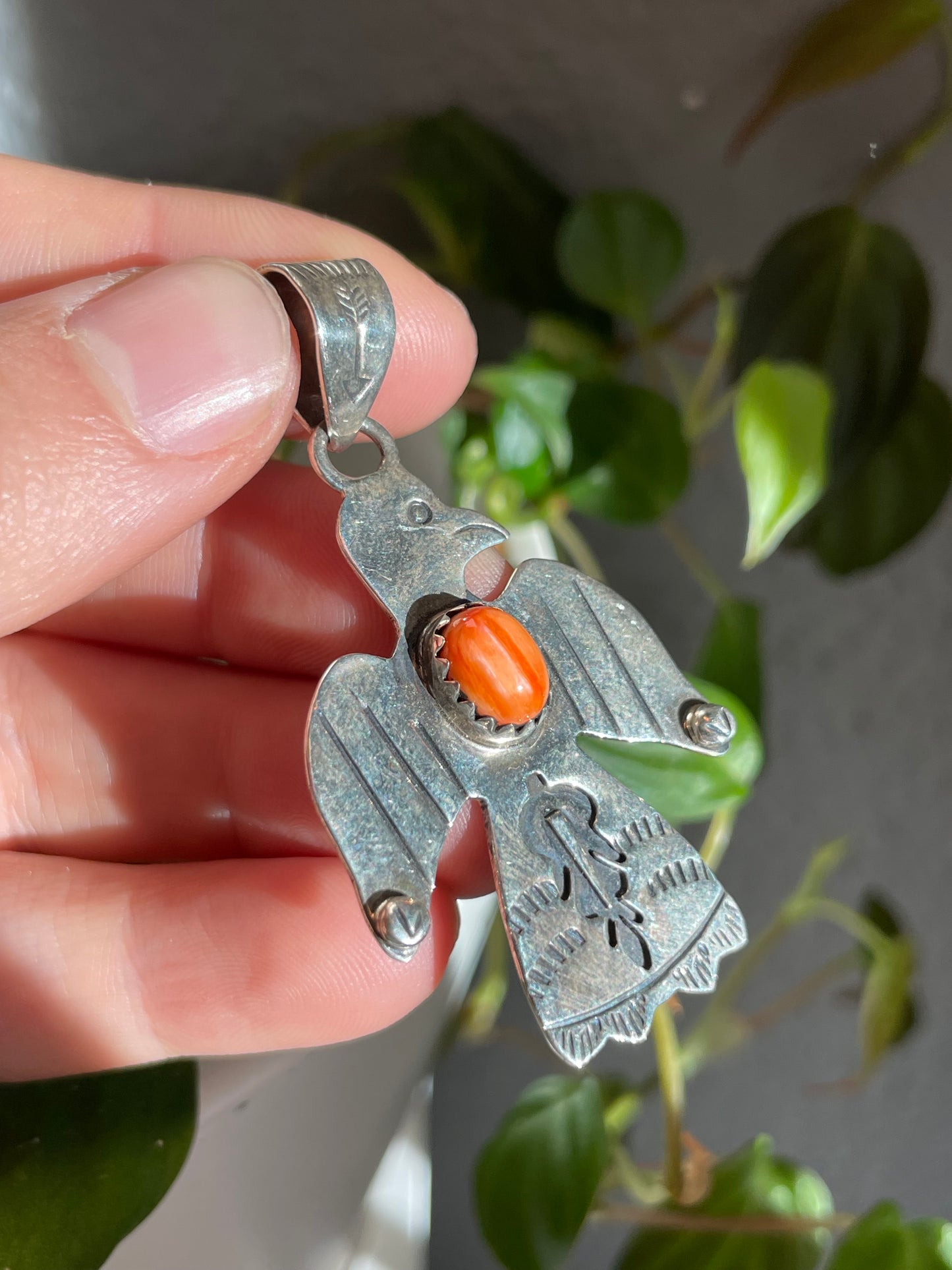 Spiny Oyster Thunderbird Pendant | Sterling Silver 925 B822