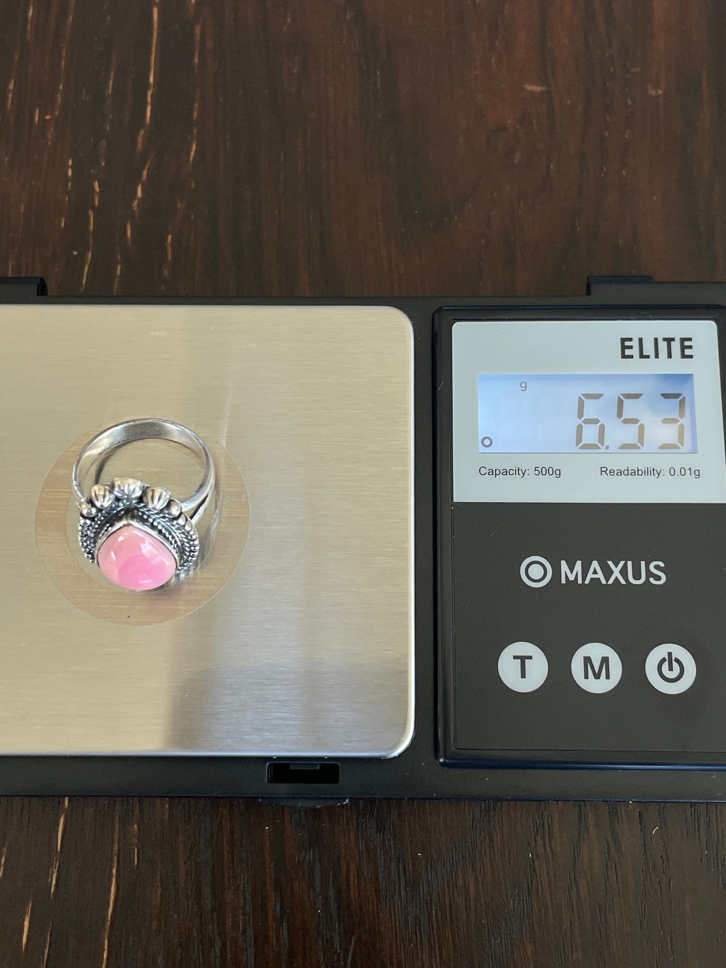 Pink Conch Tear Drop Ring Size 6| Sterling Silver E914