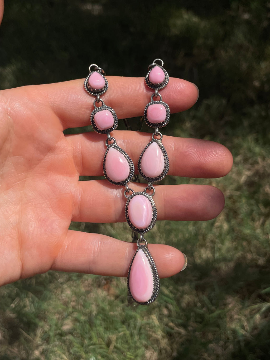Pink Conch Teardrop Necklace | 925 Sterling Silver D253