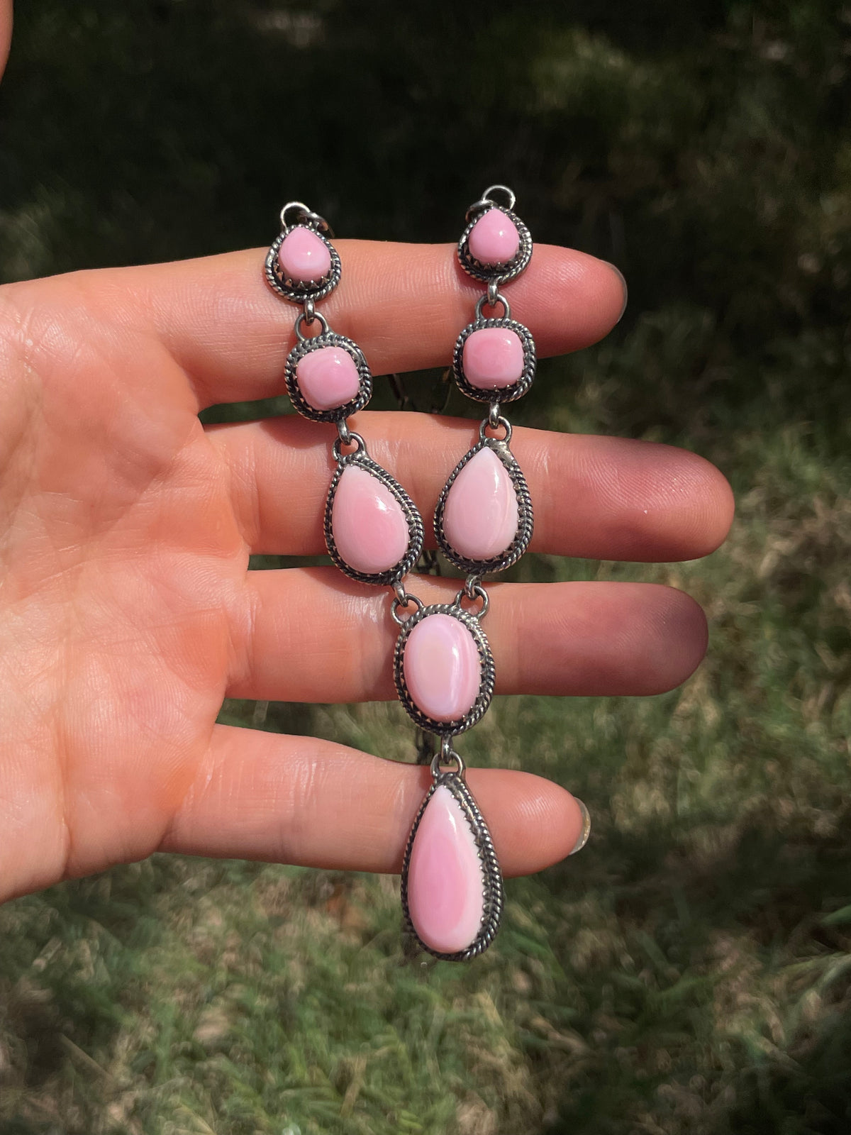 Pink Conch Teardrop Necklace | 925 Sterling Silver D253