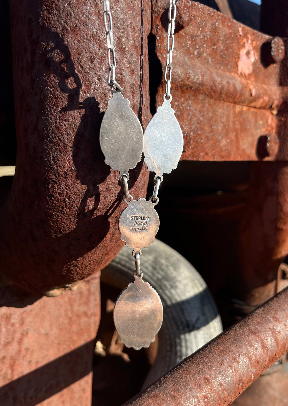 Pink Conch Lariat Necklace | Graduated Oval Stations | 925 Silver E574