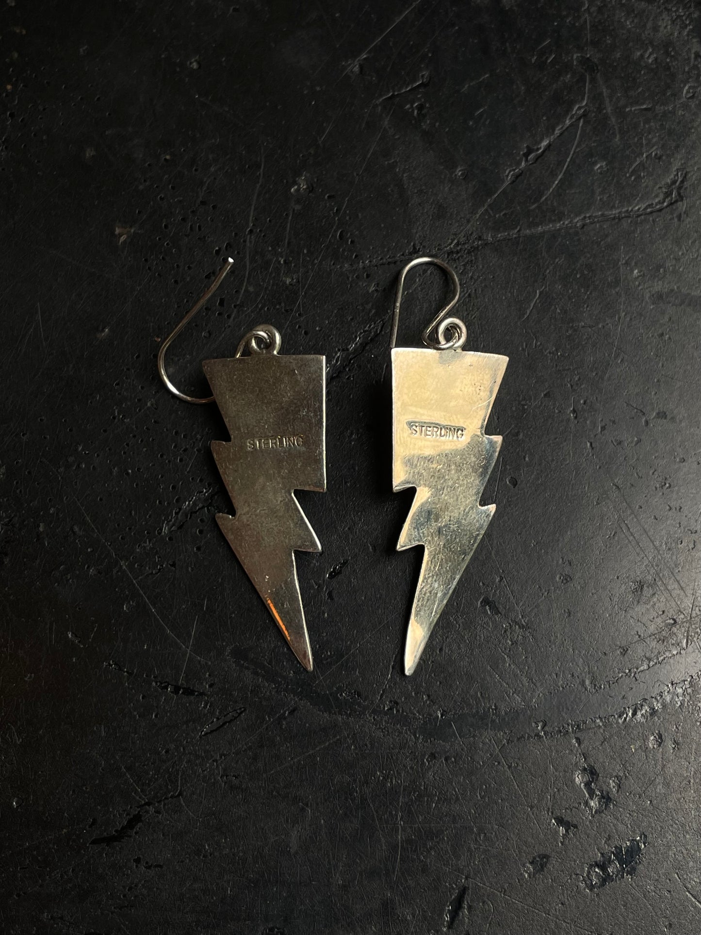 Kingman Turquoise Lightning Bolt Dangle Earrings | 925 Sterling Silver C968