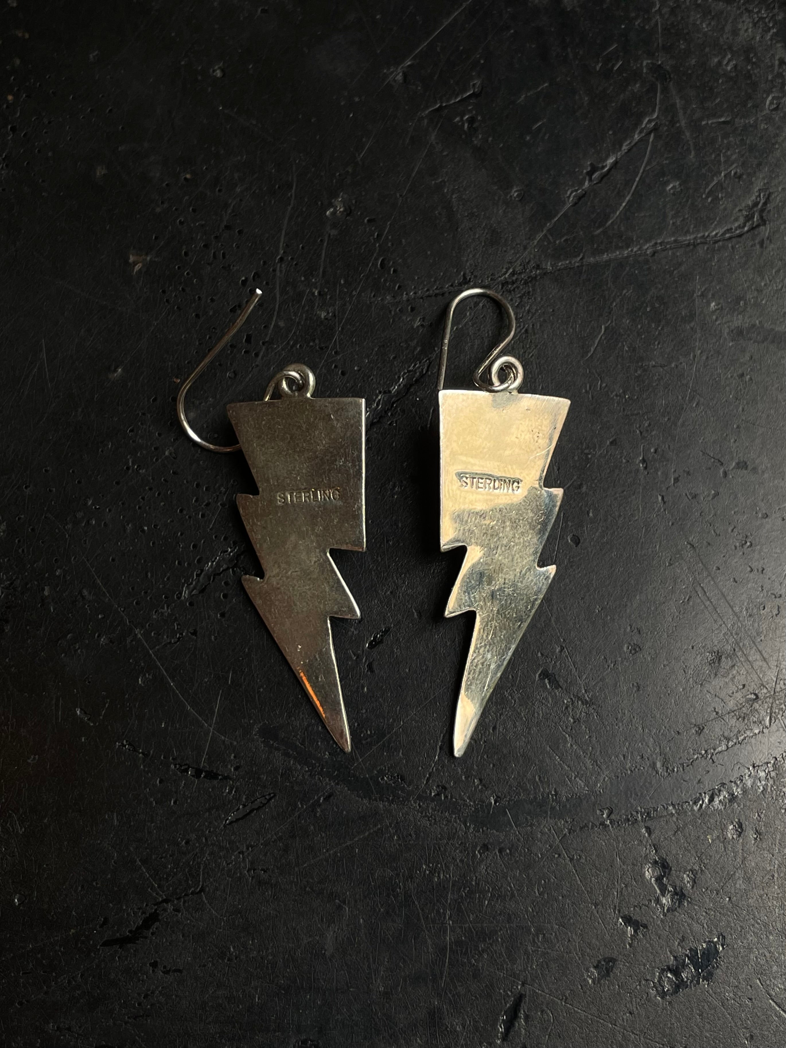 Kingman Turquoise Lightning Bolt Dangle Earrings | 925 Sterling Silver C968