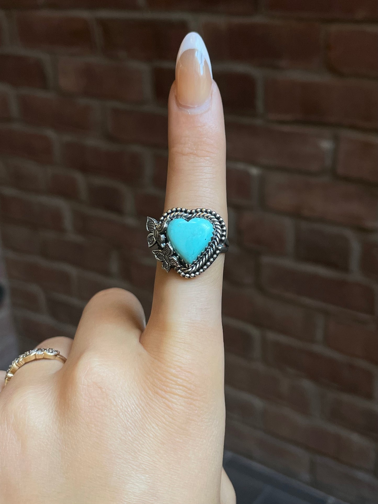 Turquoise Heart Butterfly Ring Size 9 | Sterling Silver E854