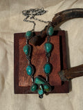 Kingman Turquoise Floral Drop Necklace | 925 Sterling Silver D322