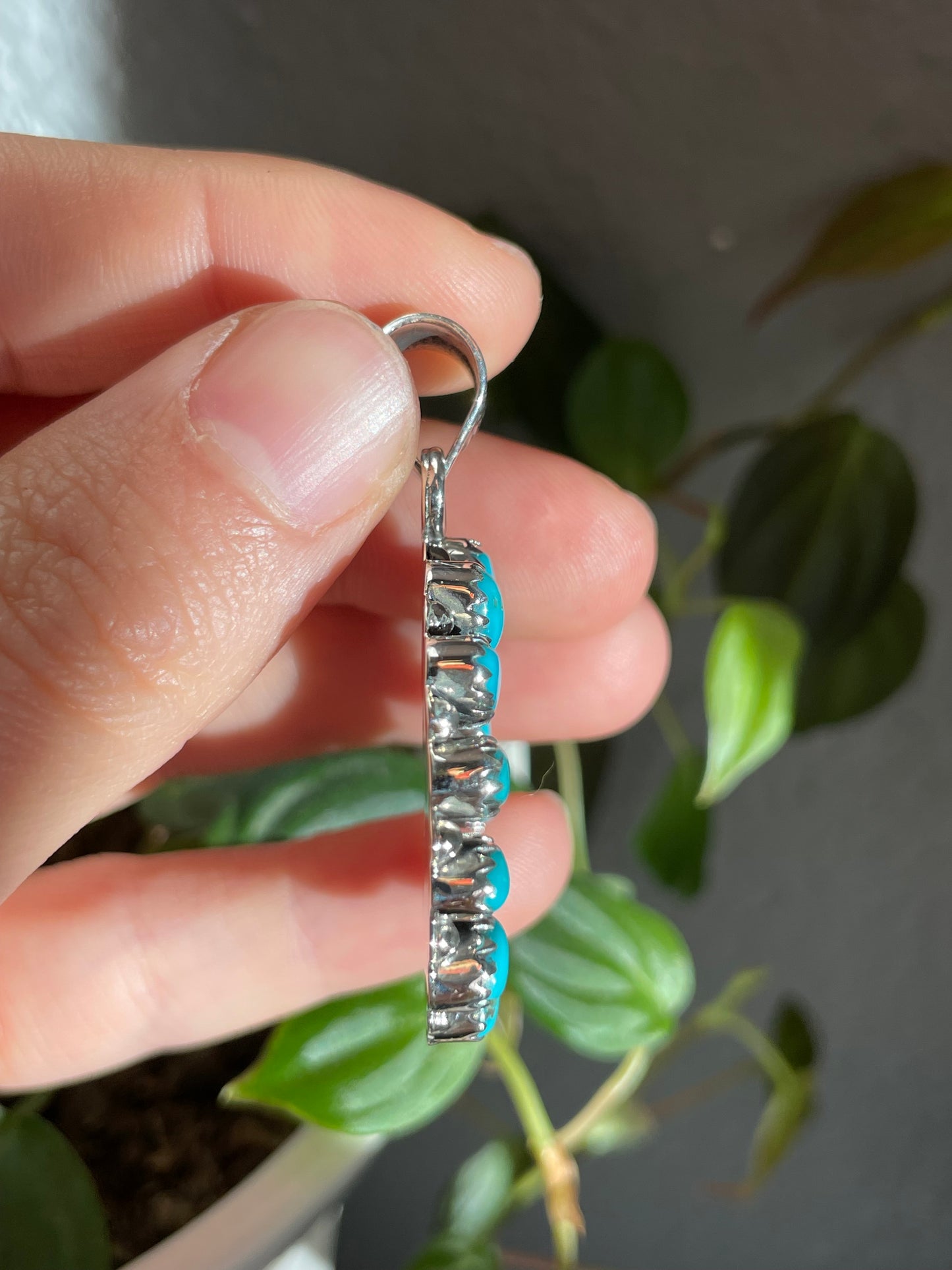 Turquoise Circle Pendant | Sterling Silver 925 B824