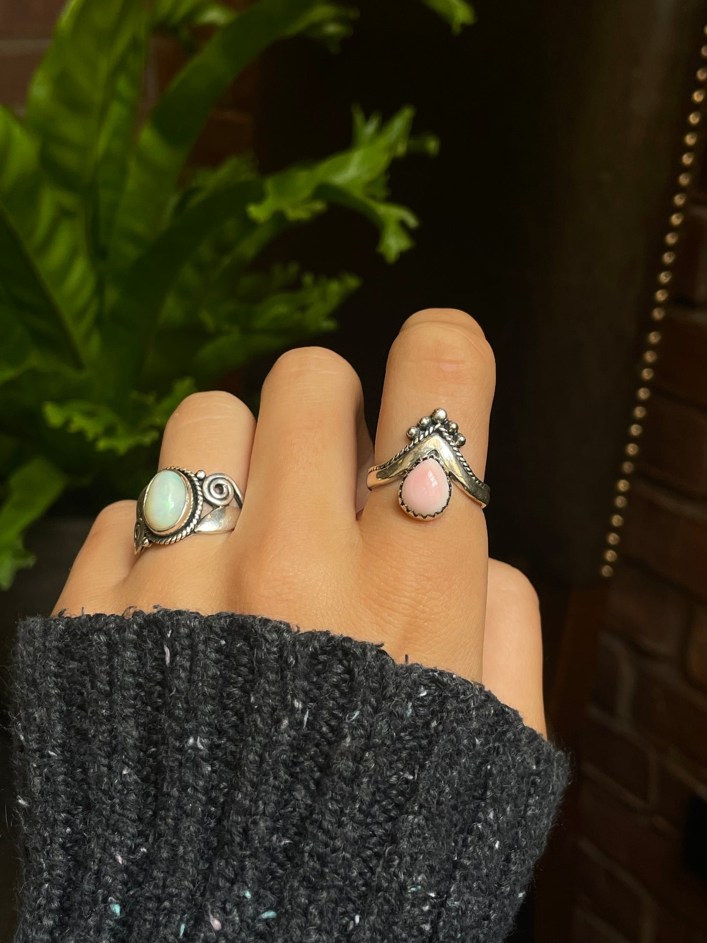 Pink Conch Tear Drop Ring Size 6 | 925 Sterling Silver G148