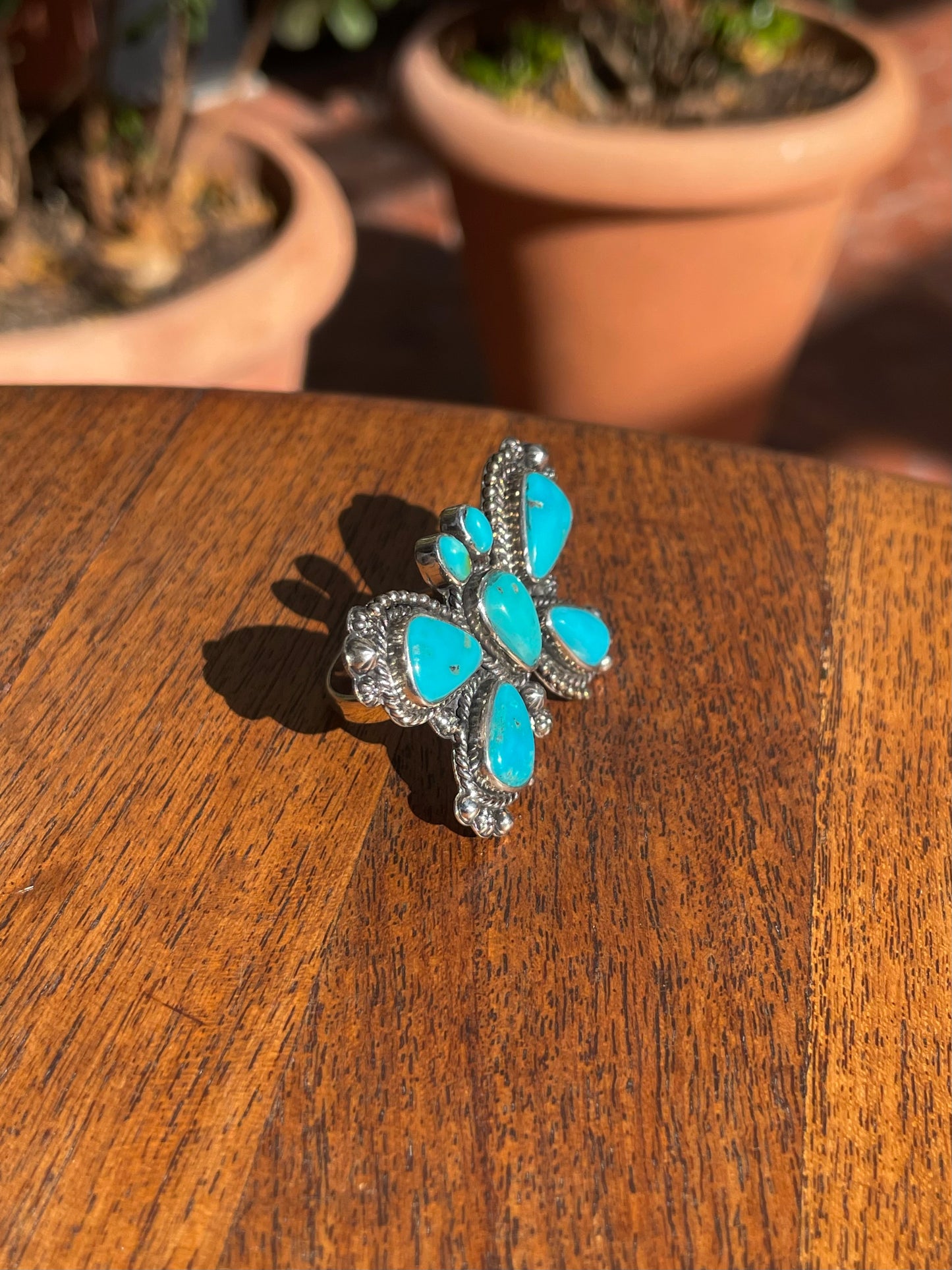 Turquoise Butterfly Ring Size 9 | 925 Sterling Silver C852
