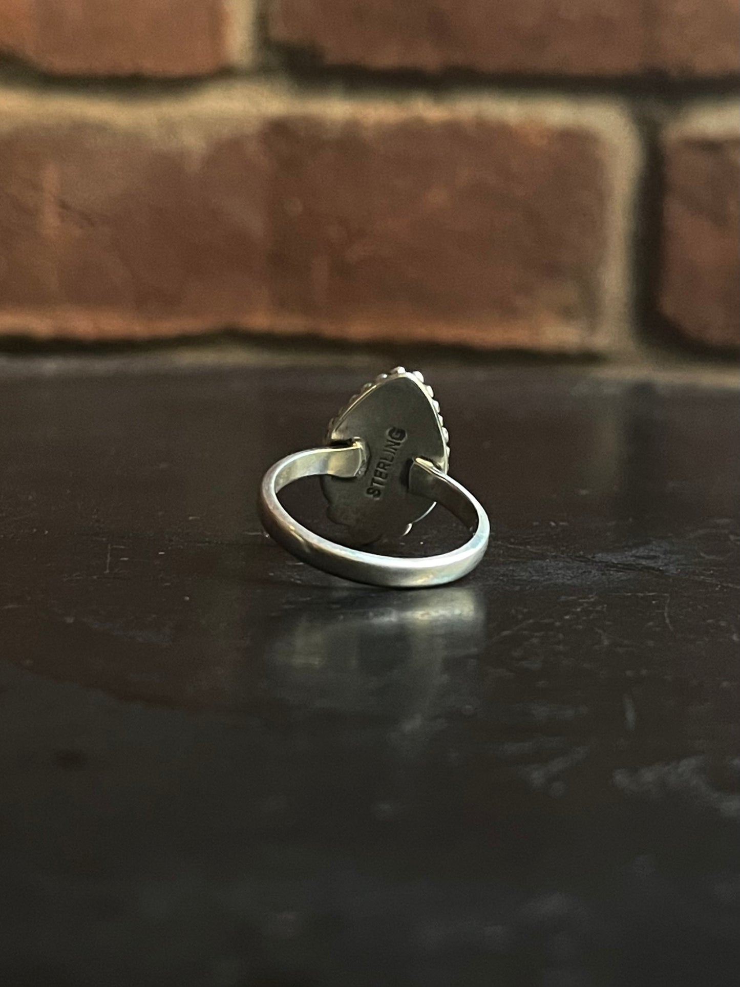 Kingman Turquoise Tear Drop Ring | Sterling Silver | Size 7 G378