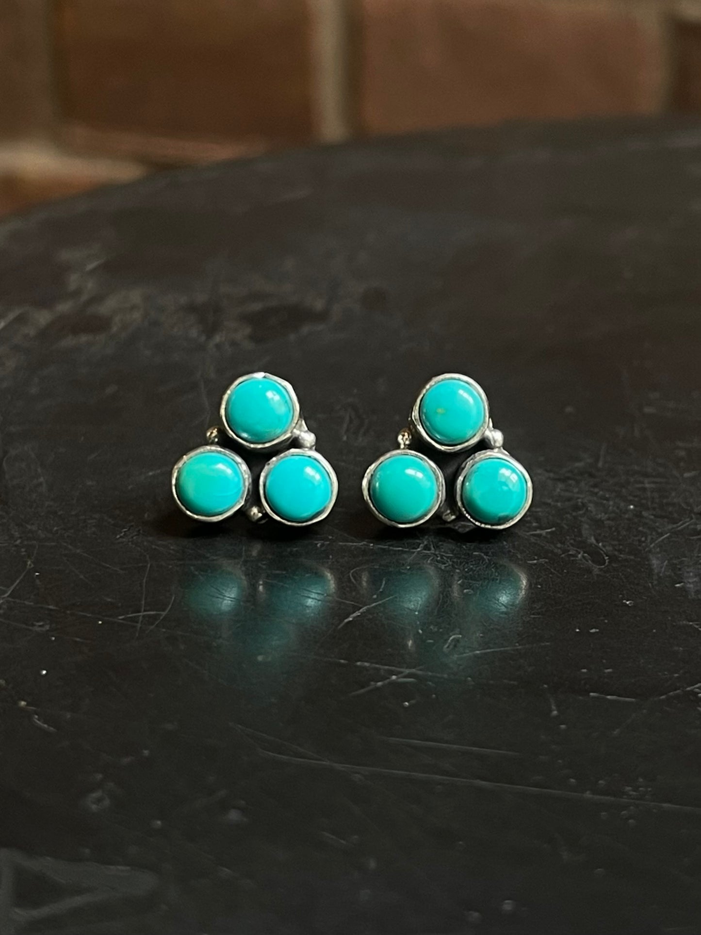Kingman Turquoise Cluster Stud Earrings | 925 Sterling Silver E812