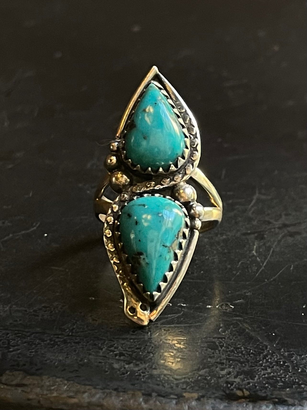 Turquoise Tear Drop Ring Size 6| Sterling Silver E881