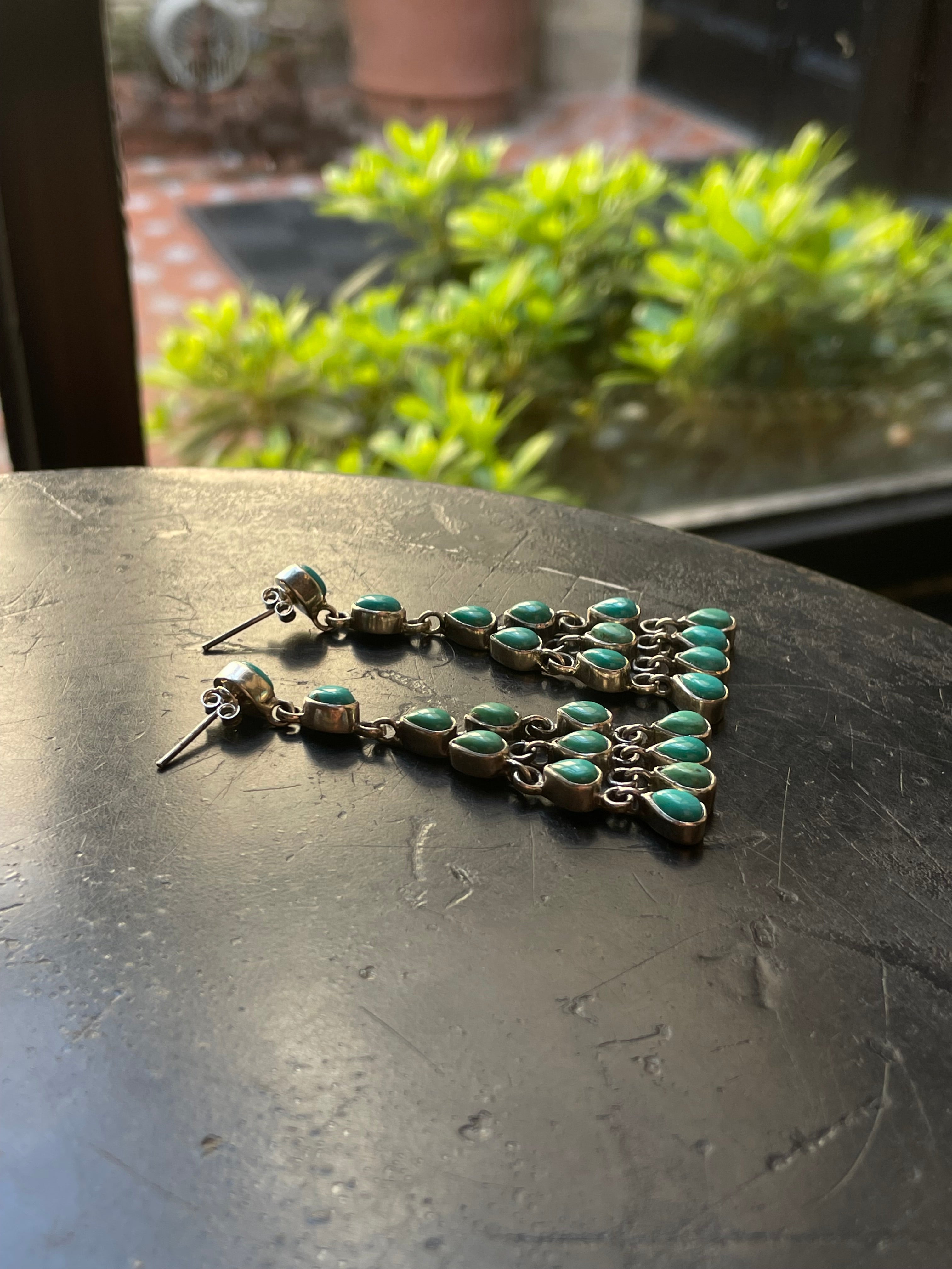 Kingman Turquoise Chandelier Stud Earrings | 925 Sterling Silver G637