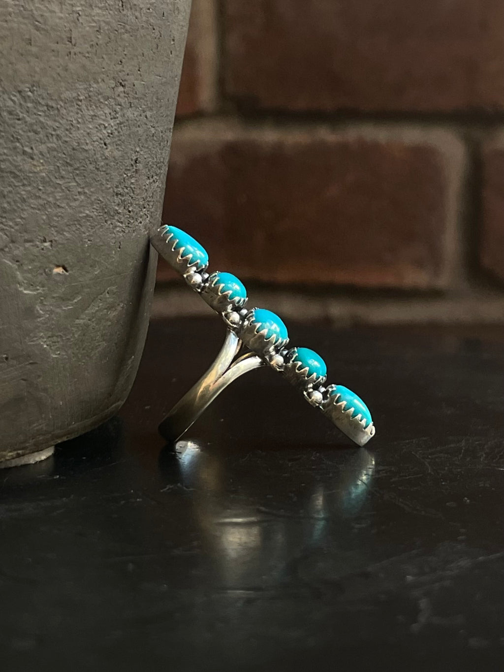 Kingman Turquoise Row Ring Size 8.5 | 925 Sterling Silver G587