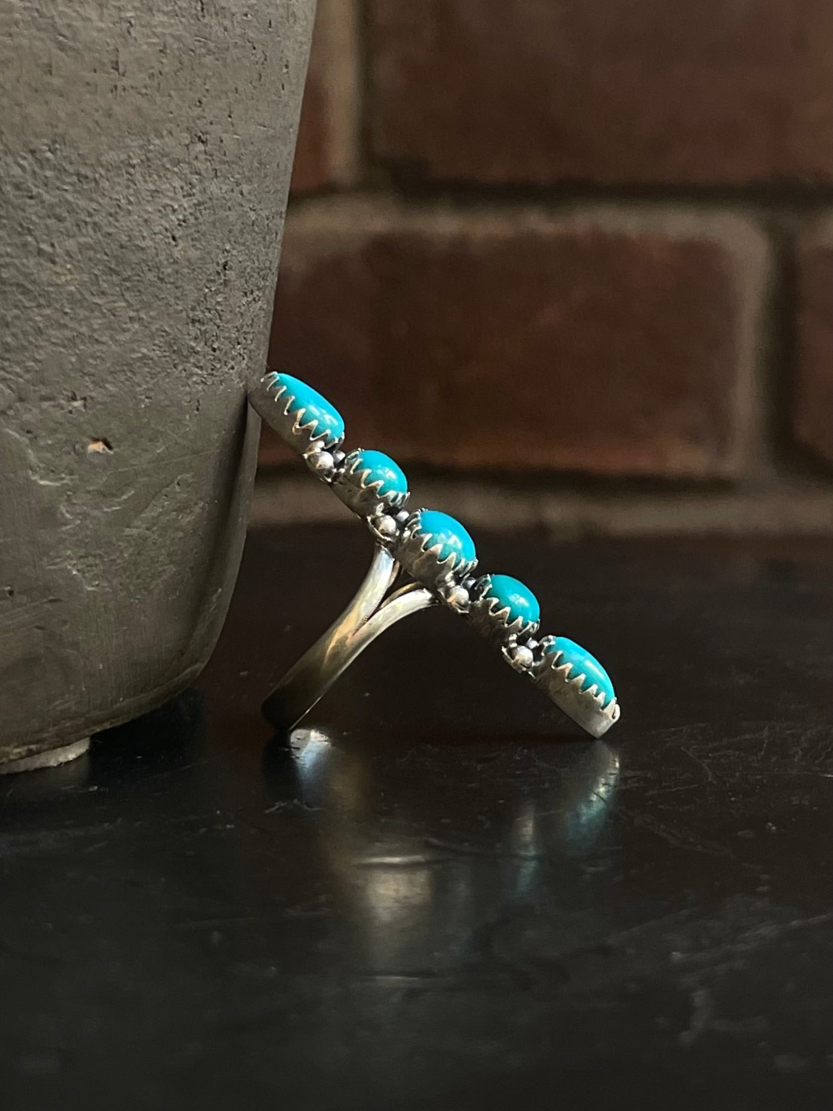 Kingman Turquoise Row Ring Size 8.5 | 925 Sterling Silver G587