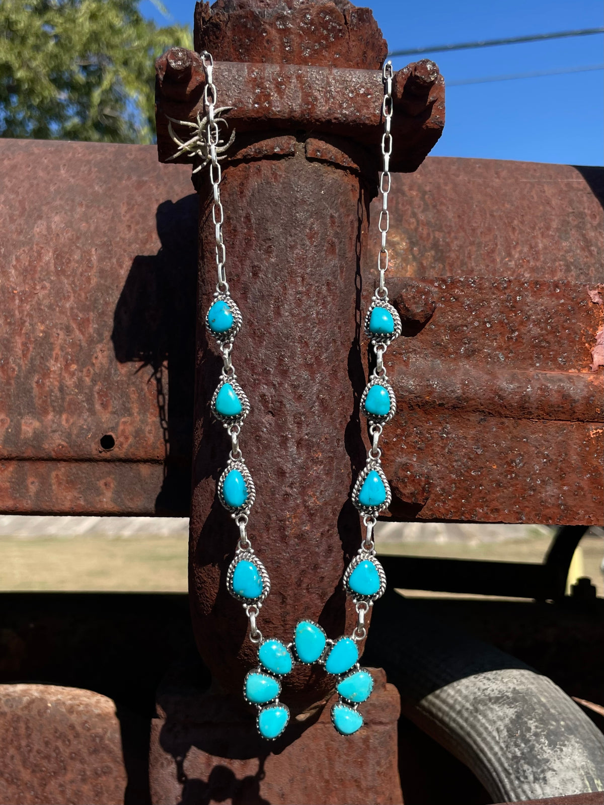 Kingman Turquoise Naja Necklace | 925 Sterling Silver G399