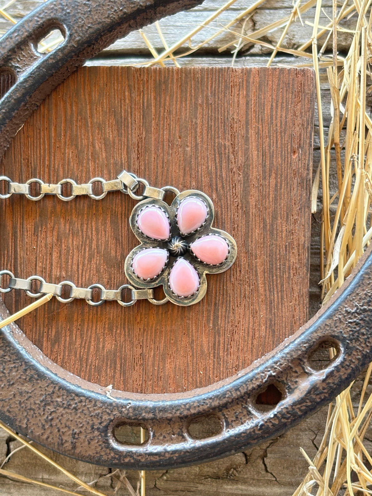 Pink Conch Flower Choker Necklace | 925 Sterling Silver Z18