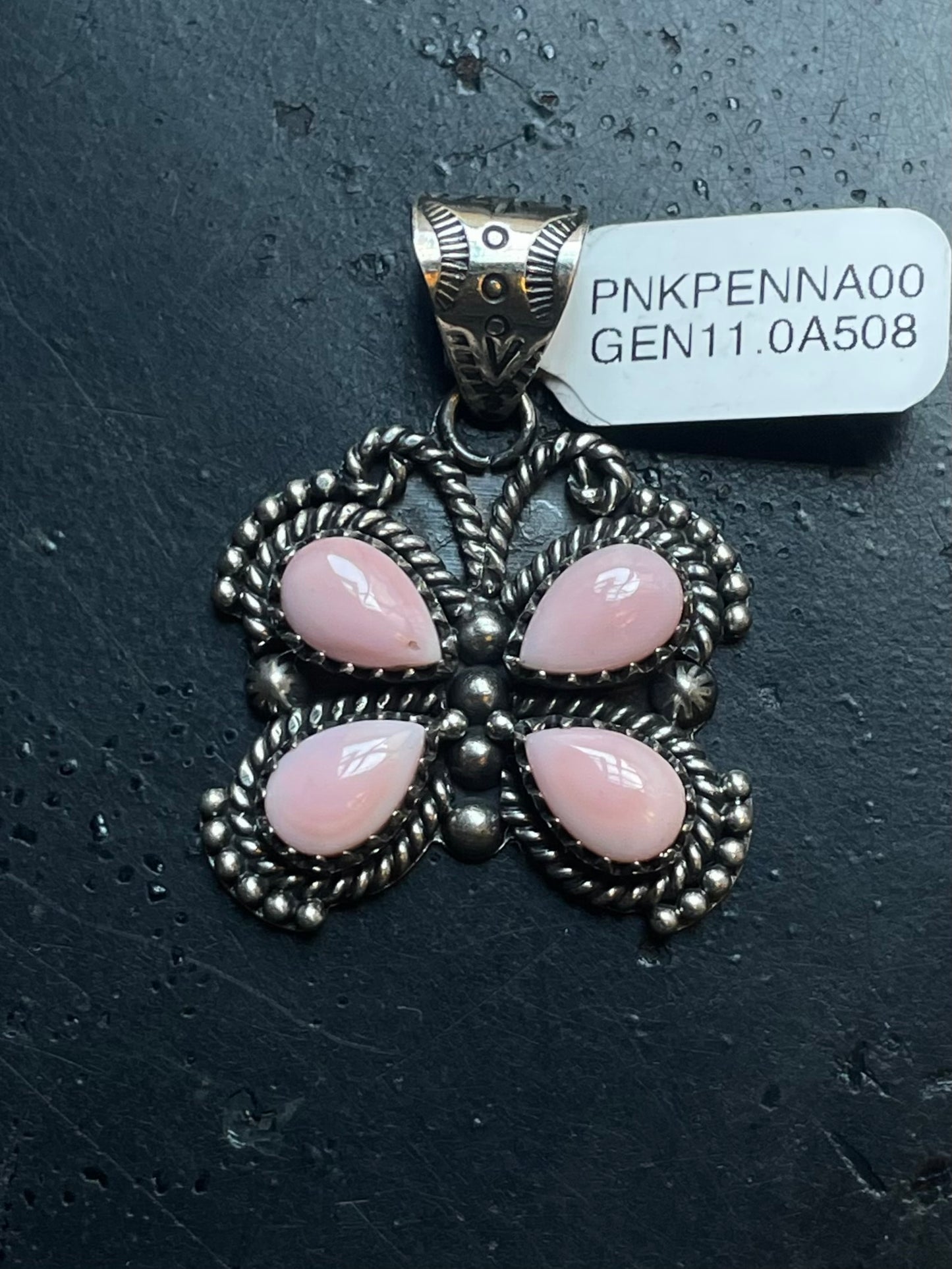 Pink Conch Hummingbird Pendant | Sterling Silver | A508
