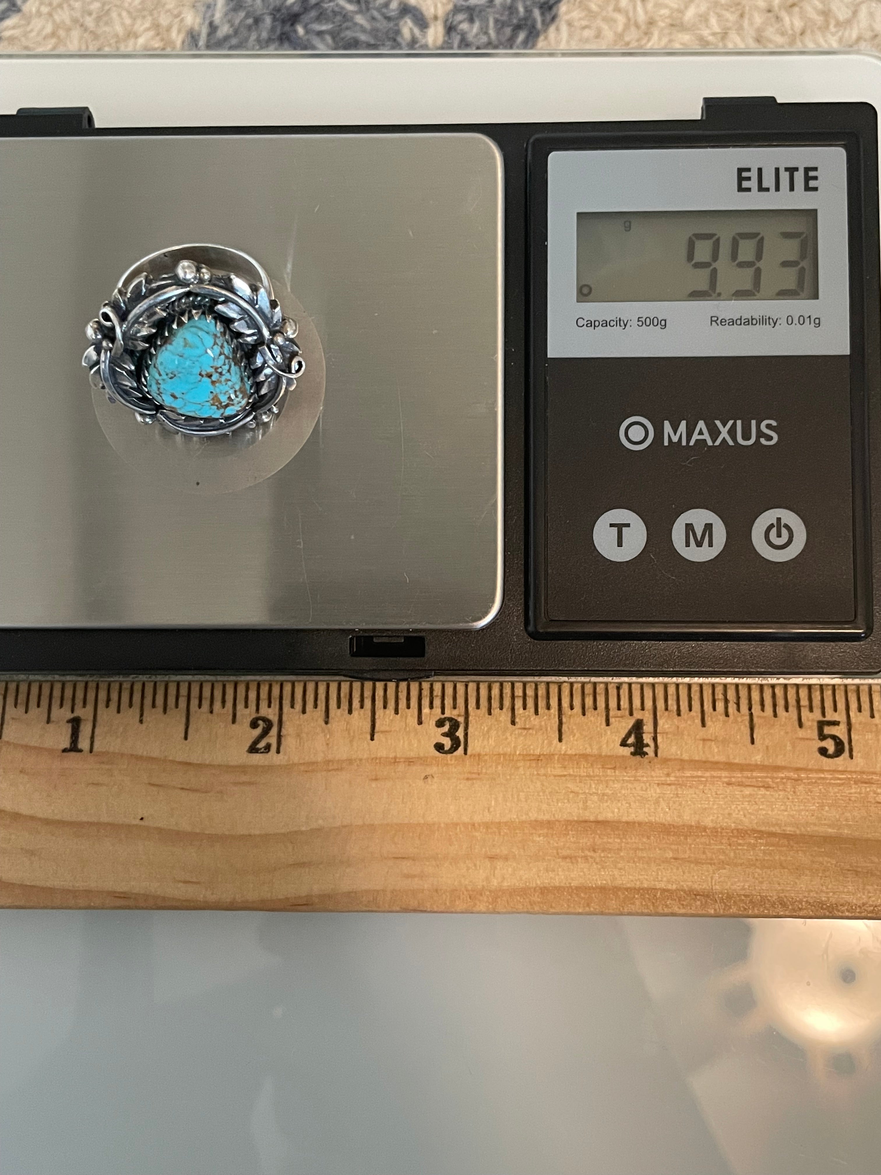 Kingman Turquoise Feather Ring Size 7 | 925 Sterling Silver G558