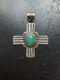 Kingman Turquoise Zia Cross Pendant | 925 Sterling Silver G625