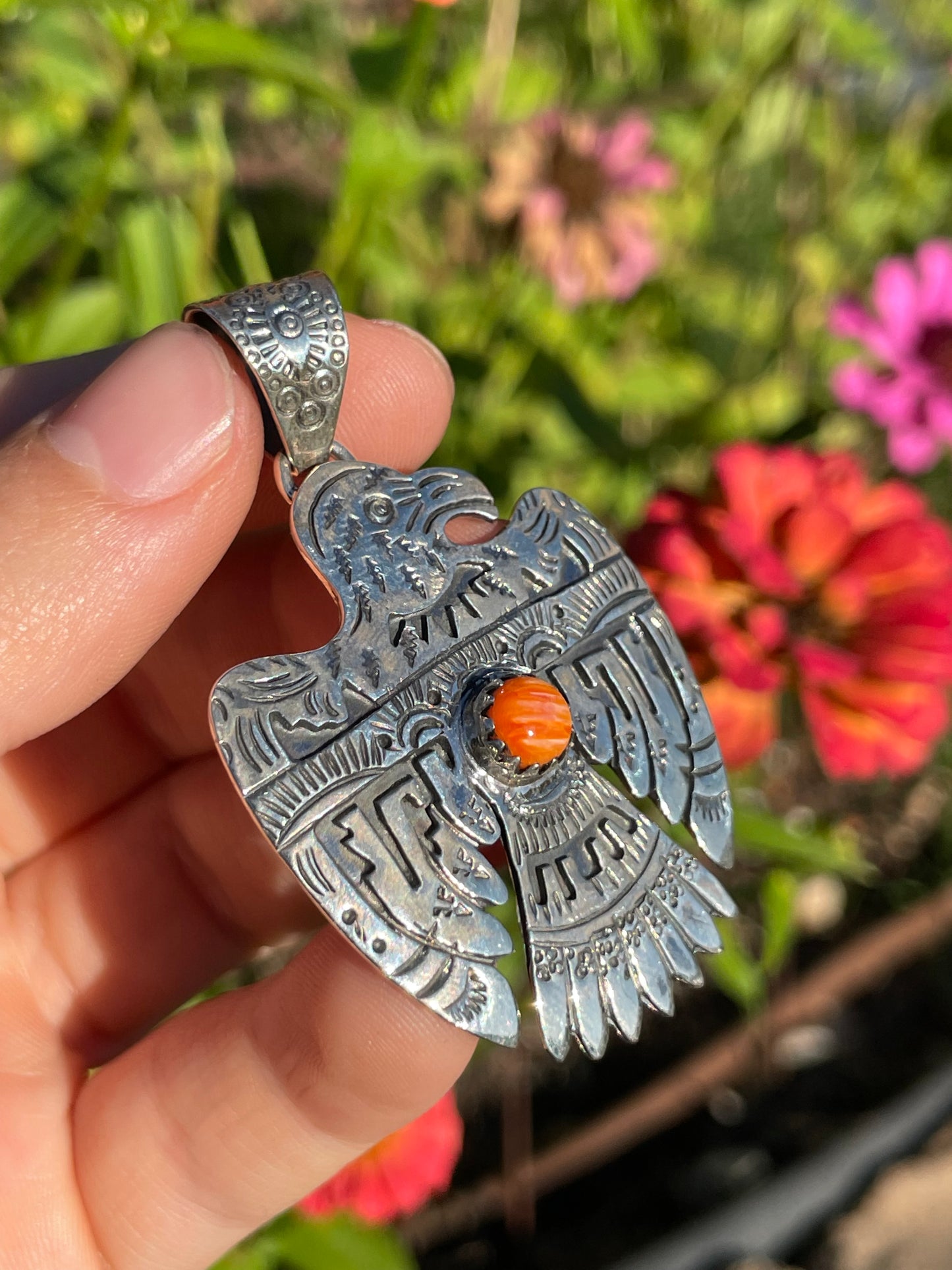 Spiny Oyster Thunderbird Pendant | Sterling Silver 925 B482