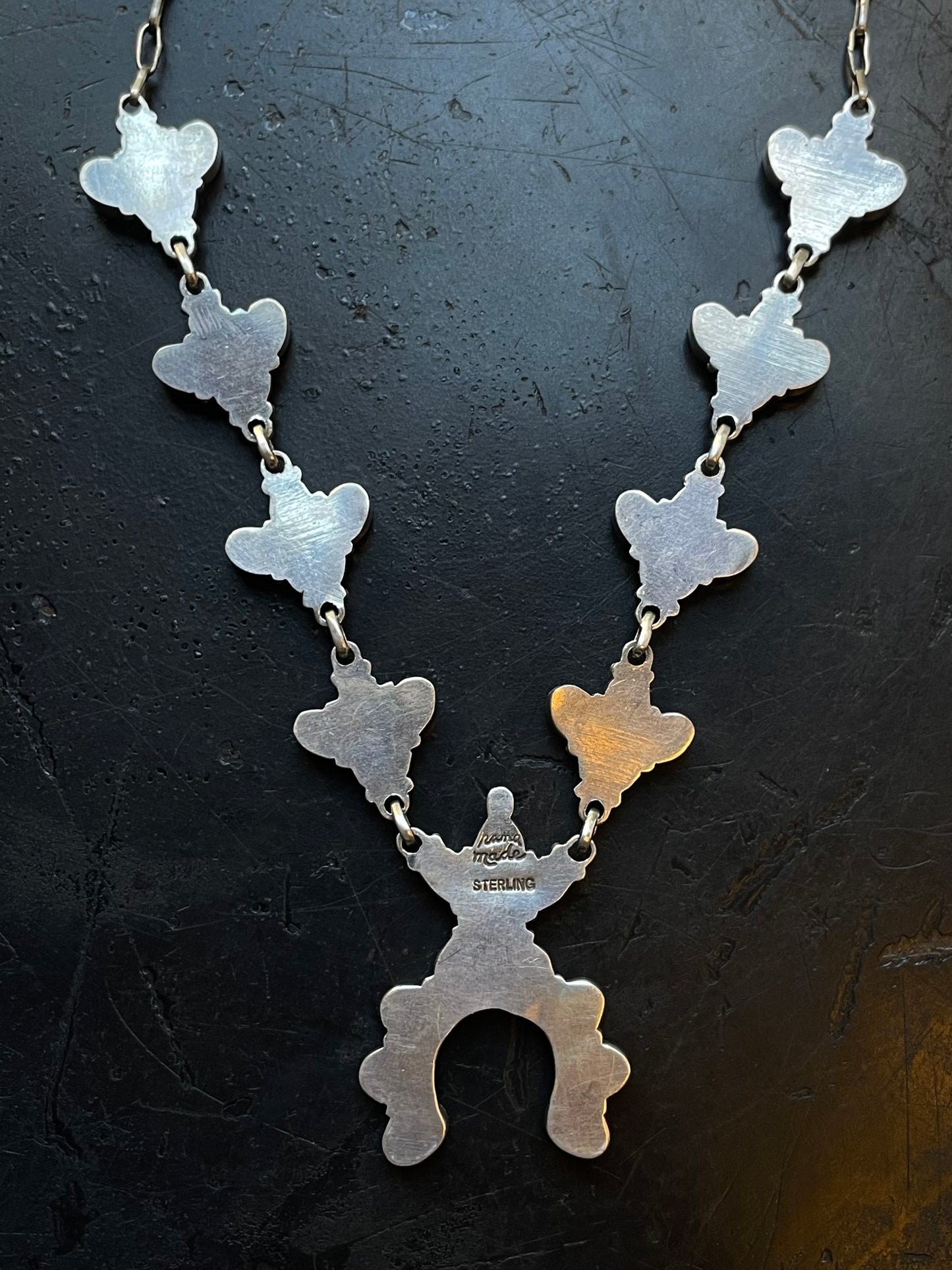 Kingman Turquoise Naja Cluster Necklace | Sterling Silver E833