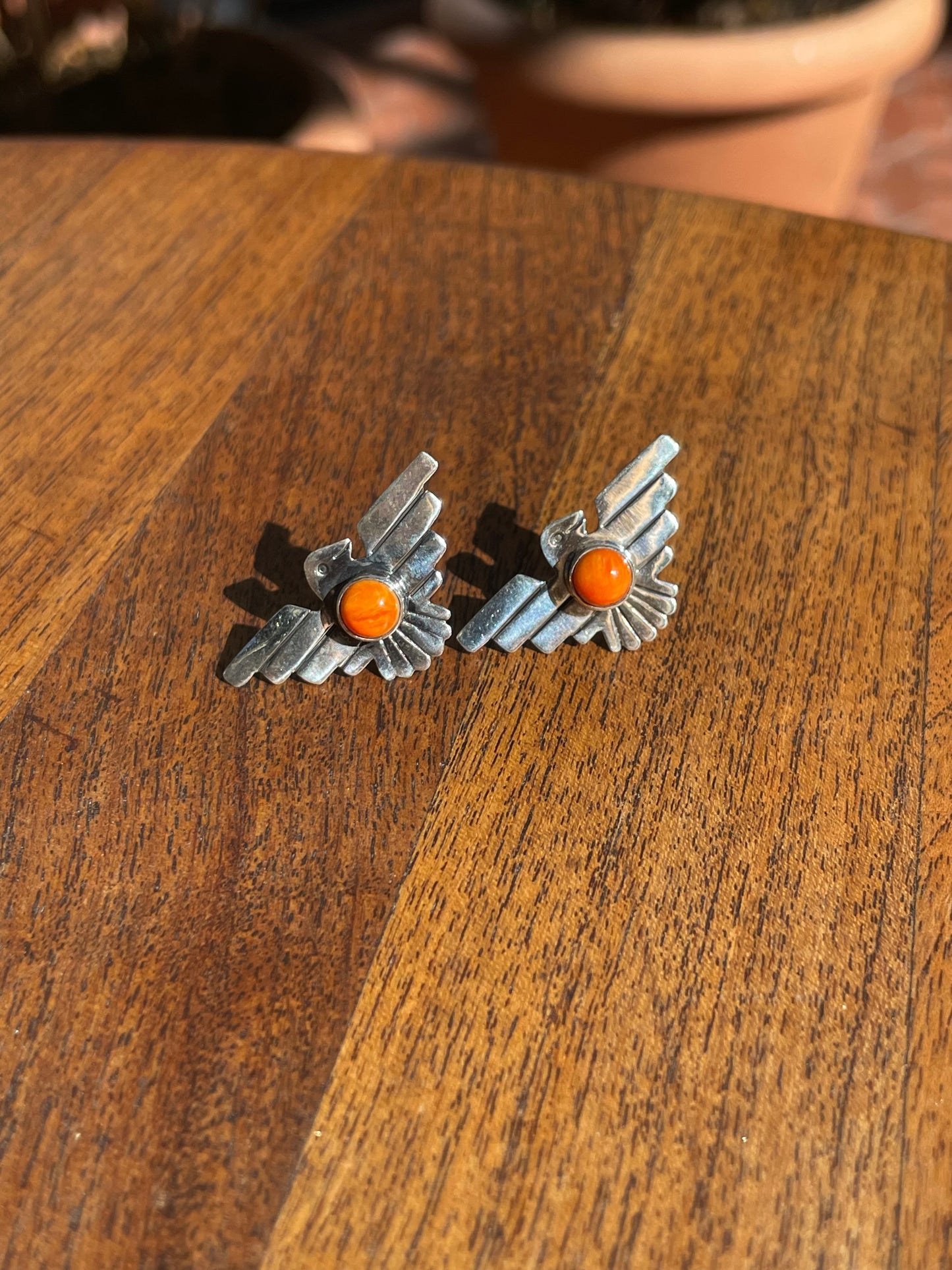 Spiny Oyster Thunderbird Stud Earrings | 925 Sterling Silver C829