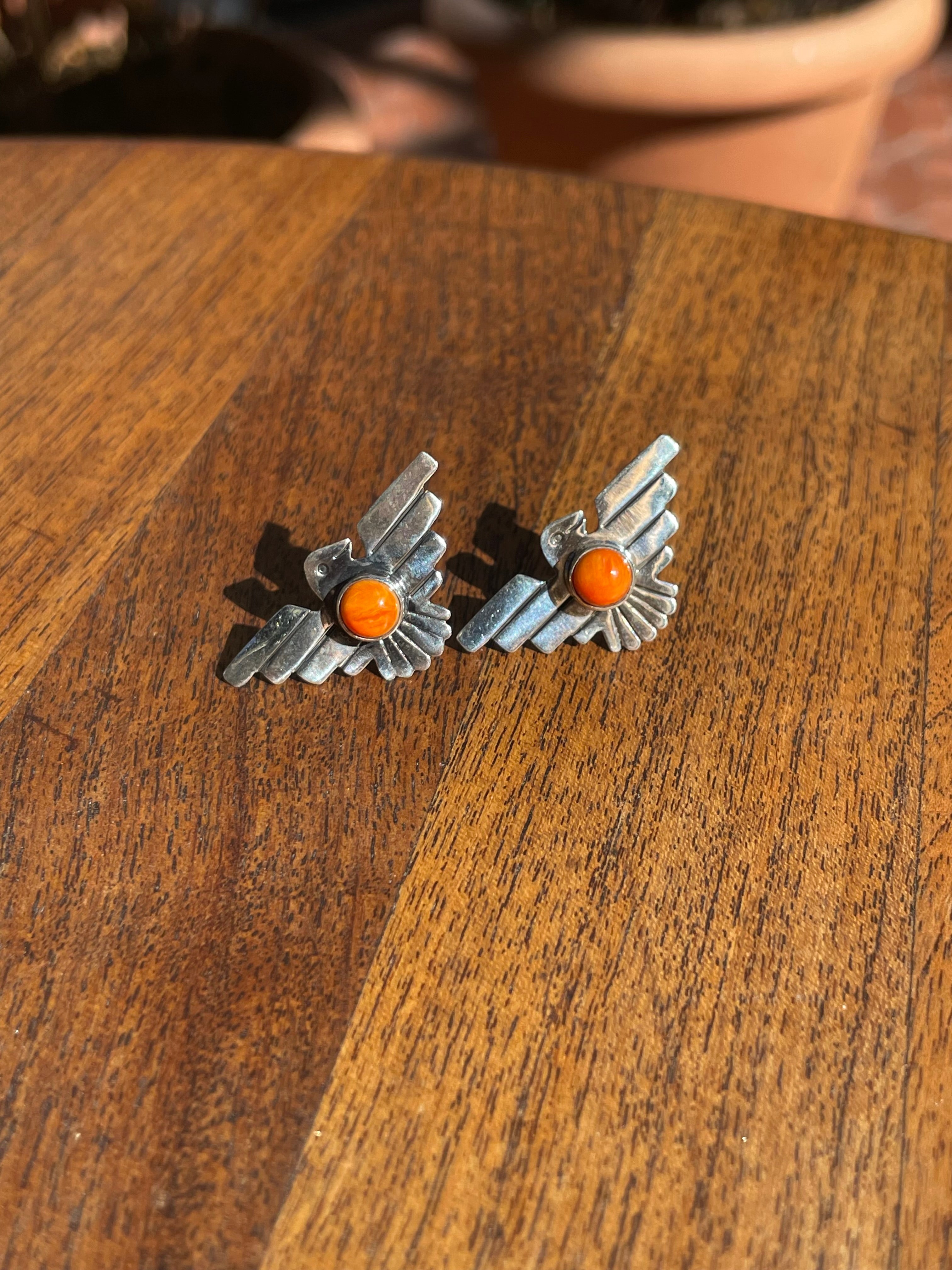 Spiny Oyster Thunderbird Stud Earrings | 925 Sterling Silver C829