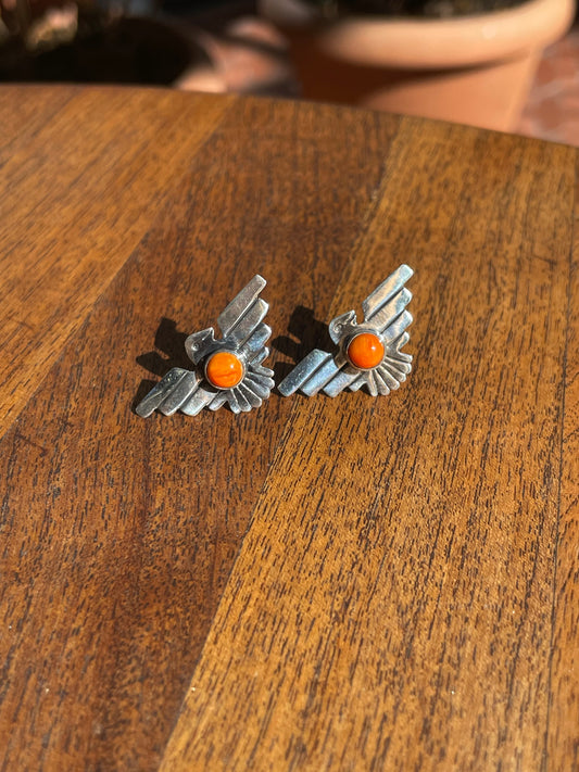Spiny Oyster Thunderbird Stud Earrings | 925 Sterling Silver C829