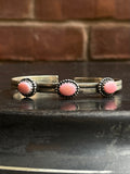 Pink Conch Triple Stone Cuff Bracelet | 925 Sterling Silver E965