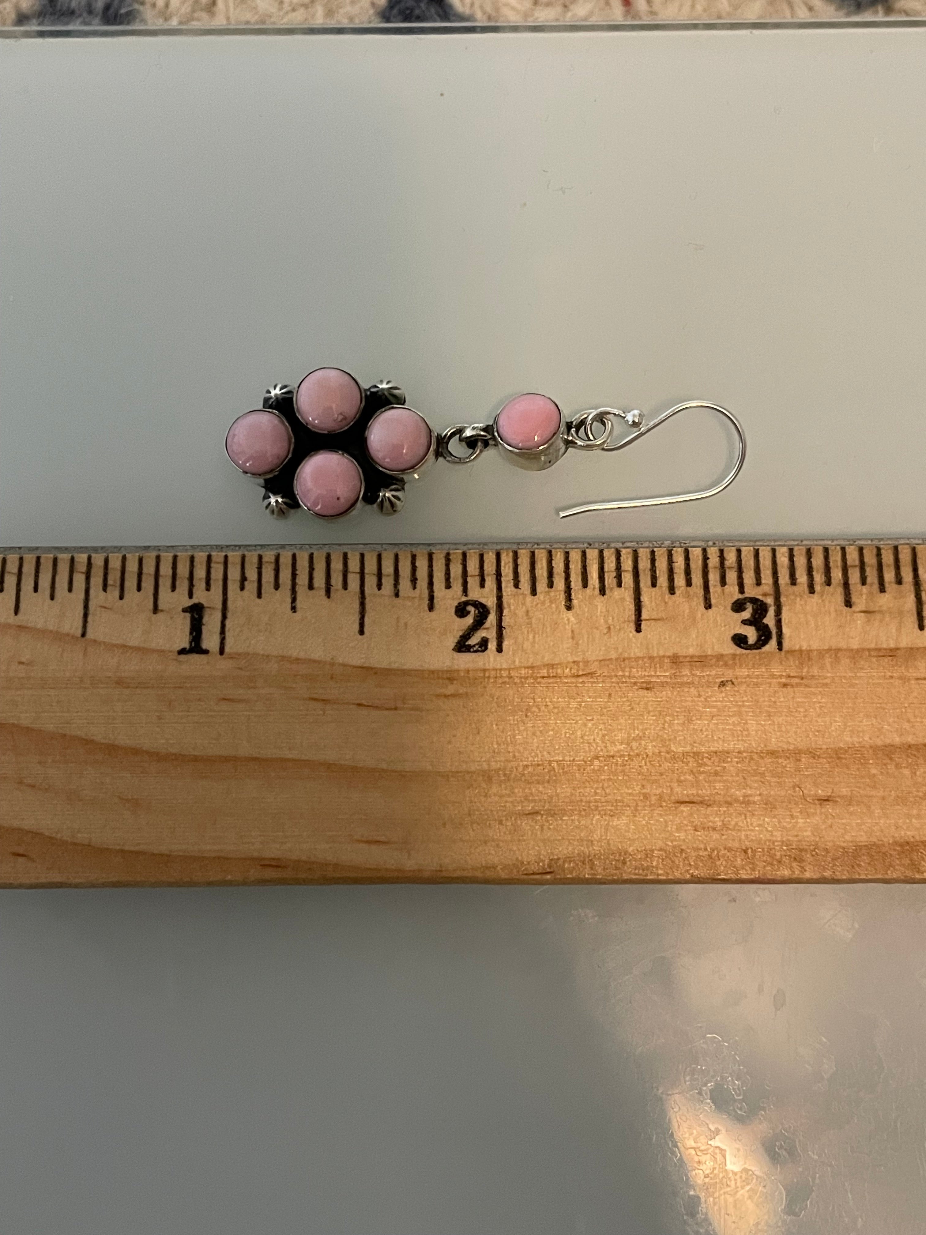 Pink Conch Cluster Dangle Earrings | 925 Sterling Silver C833